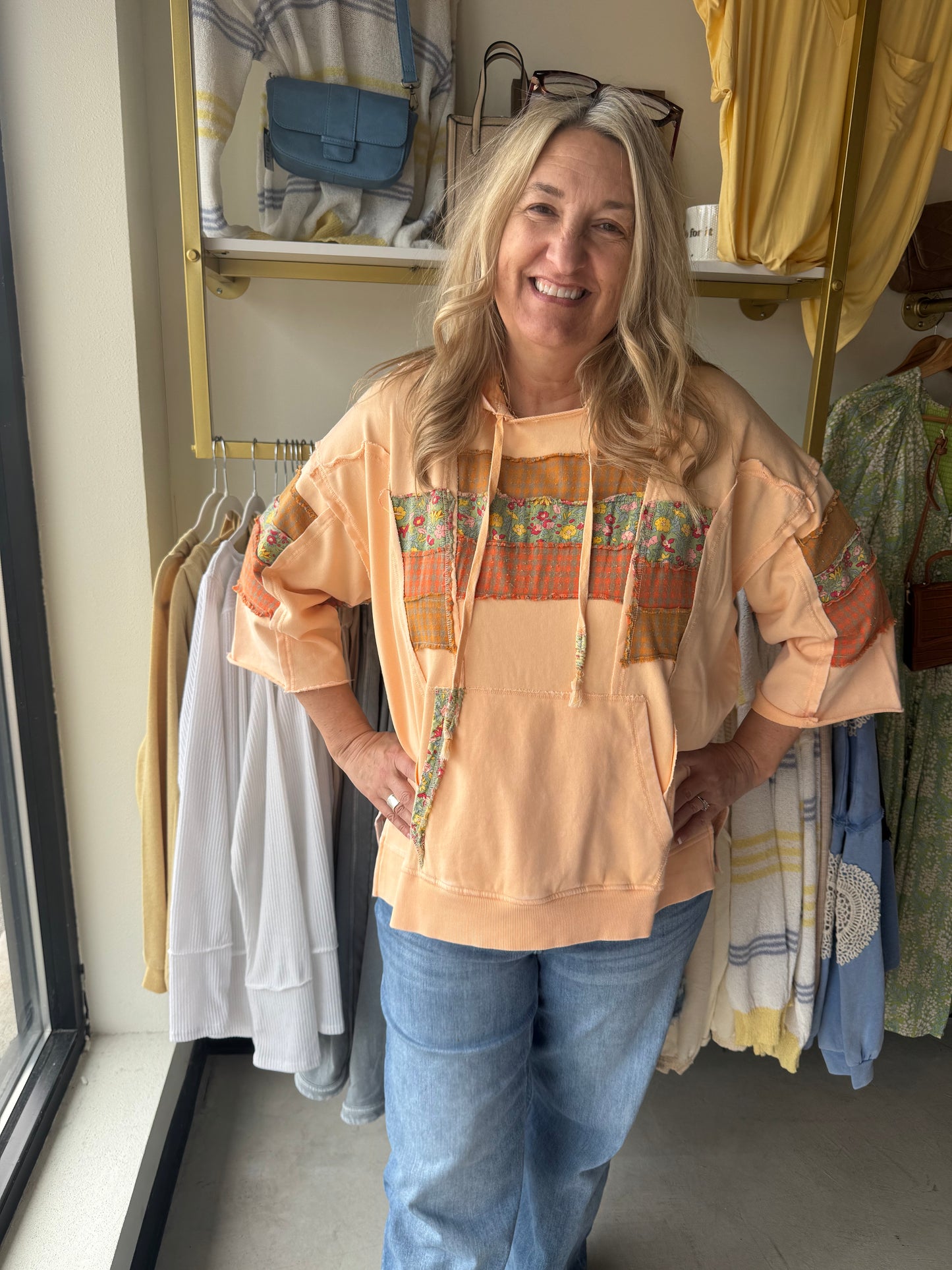 Cantaloupe Print 3/4 Sleeve Hoodie