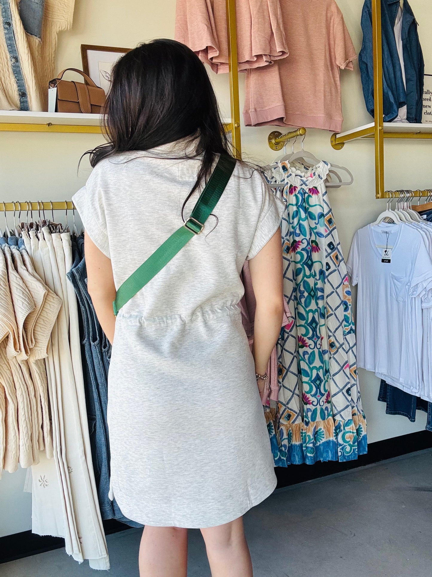 Dolman Sleeve Zip Detail Dress