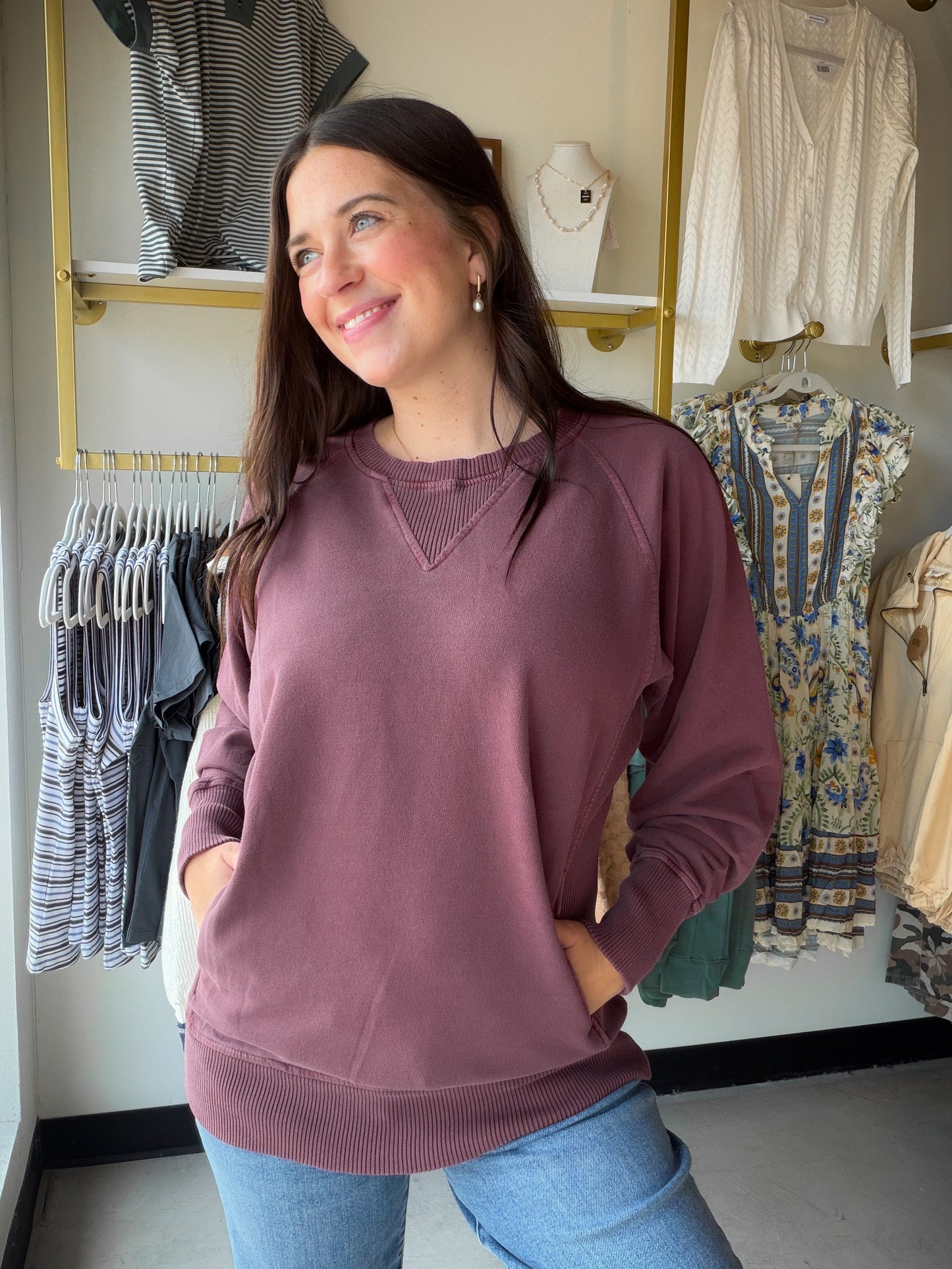 Eggplant Pigment Dyed Pullover