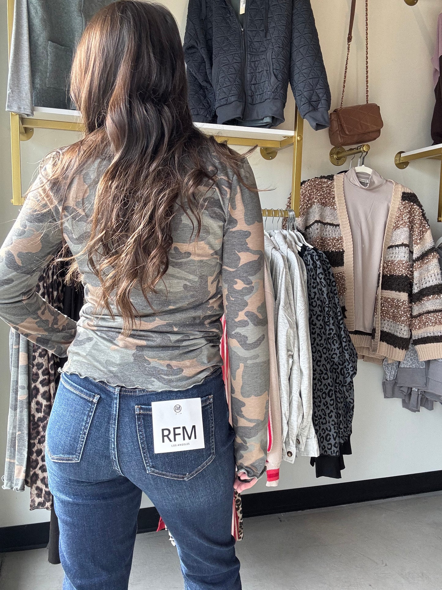 Camo Frilled Hem Top