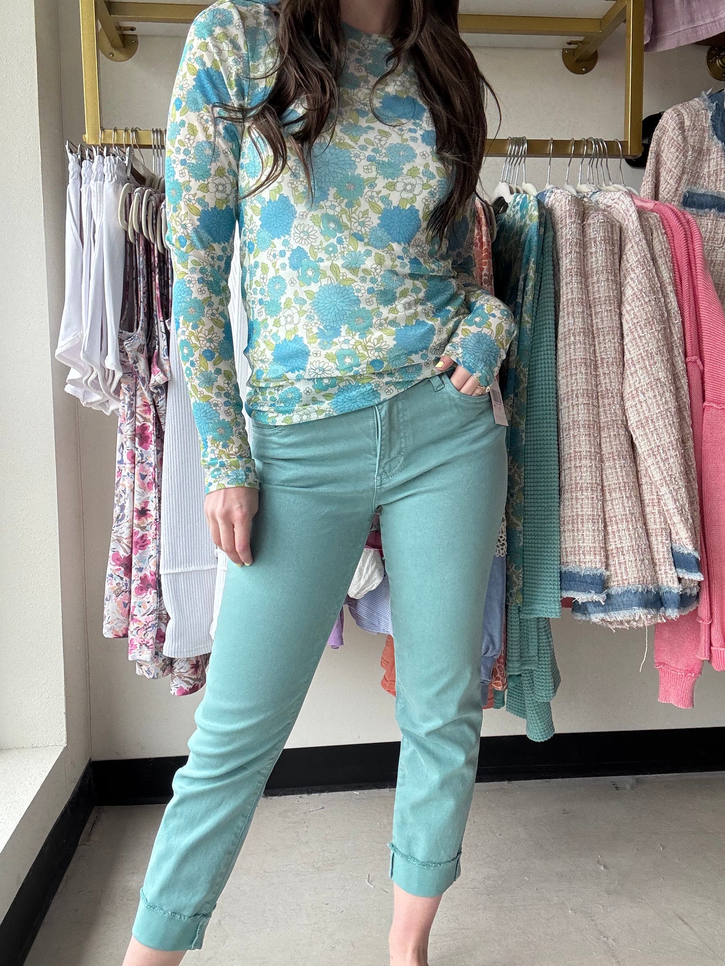 Sea Blue Amy Roll Denim - Kut