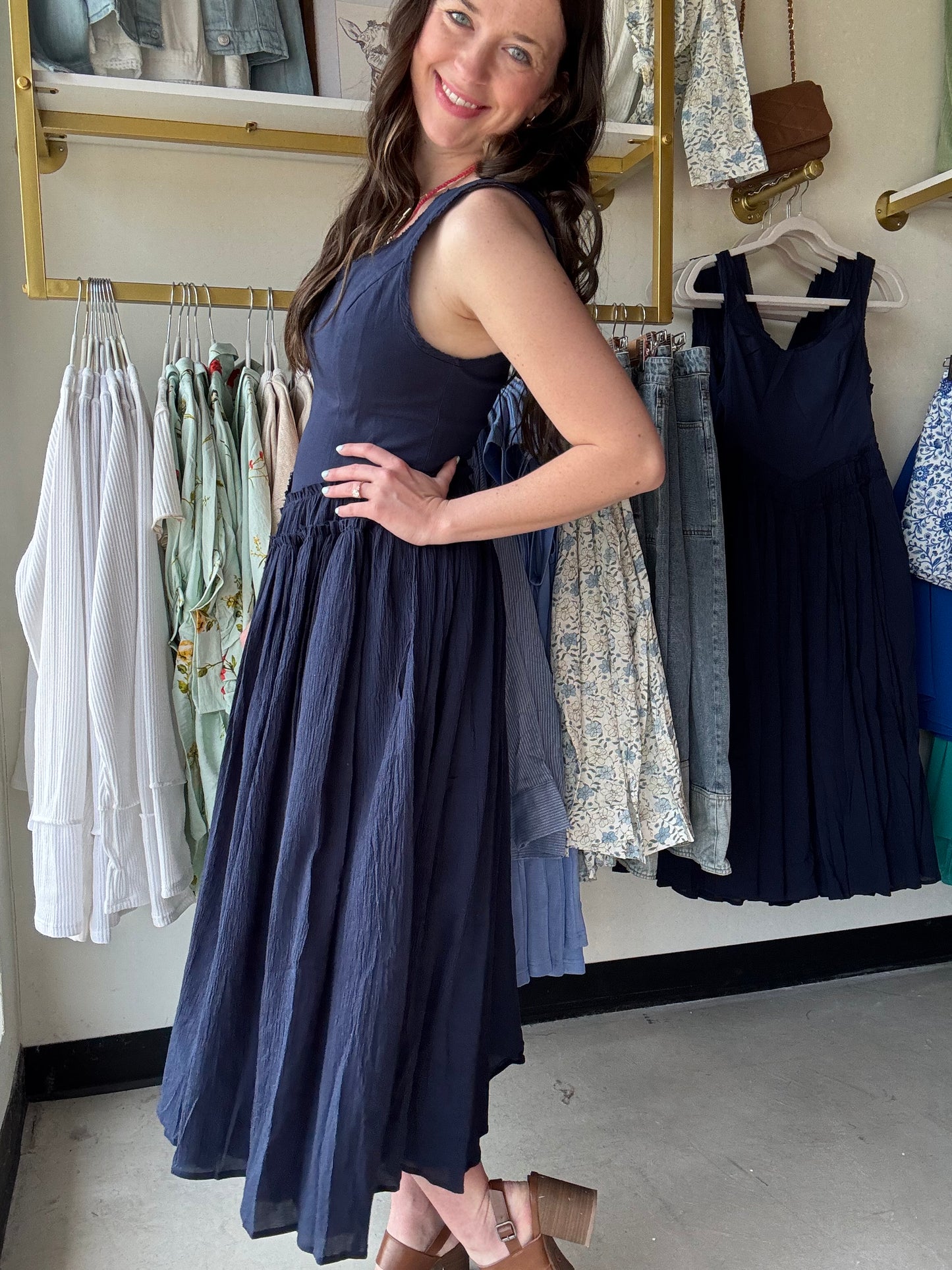 Basque Waist Drayed Dress