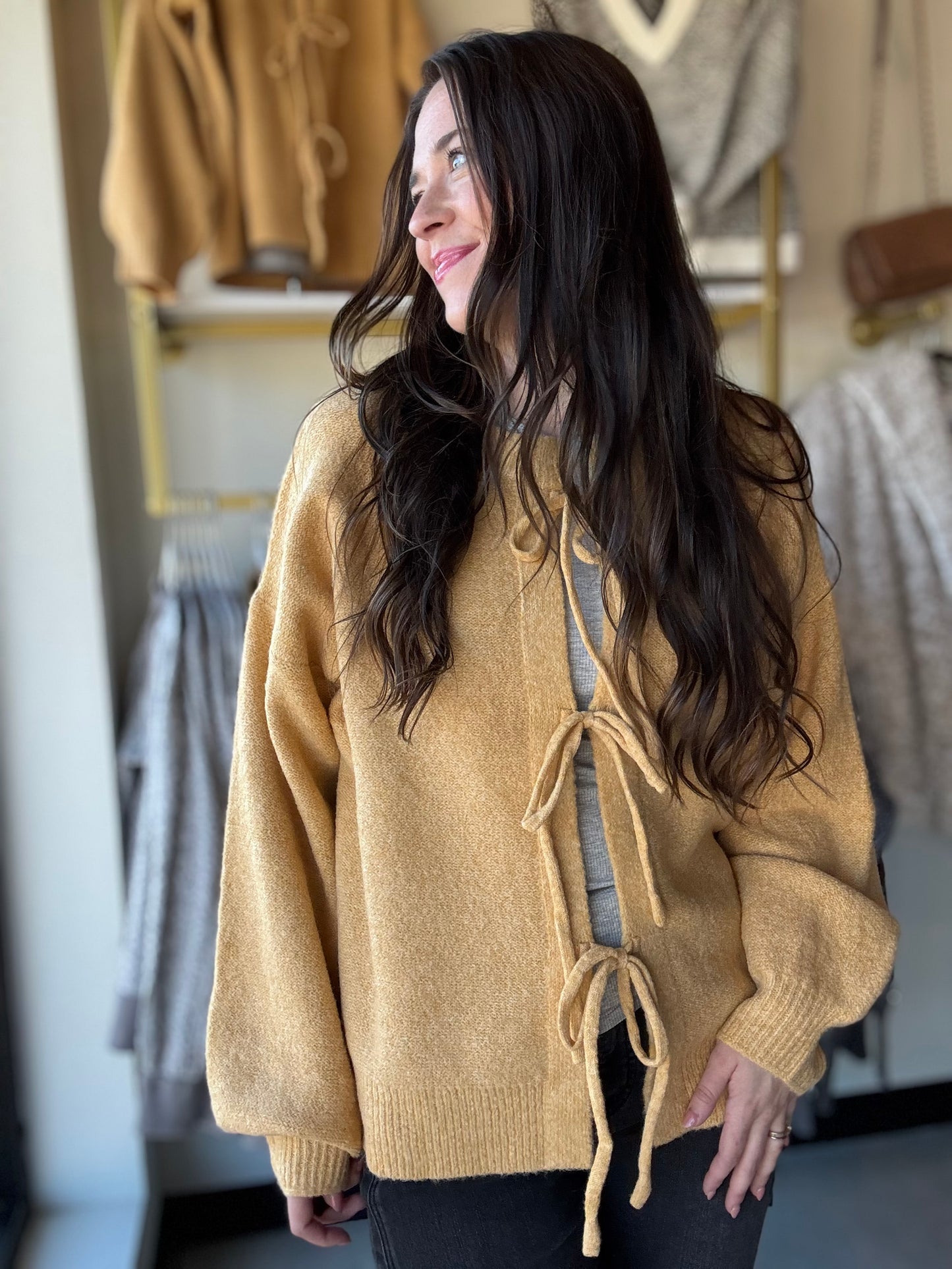 Gold Tie Closure Sweater