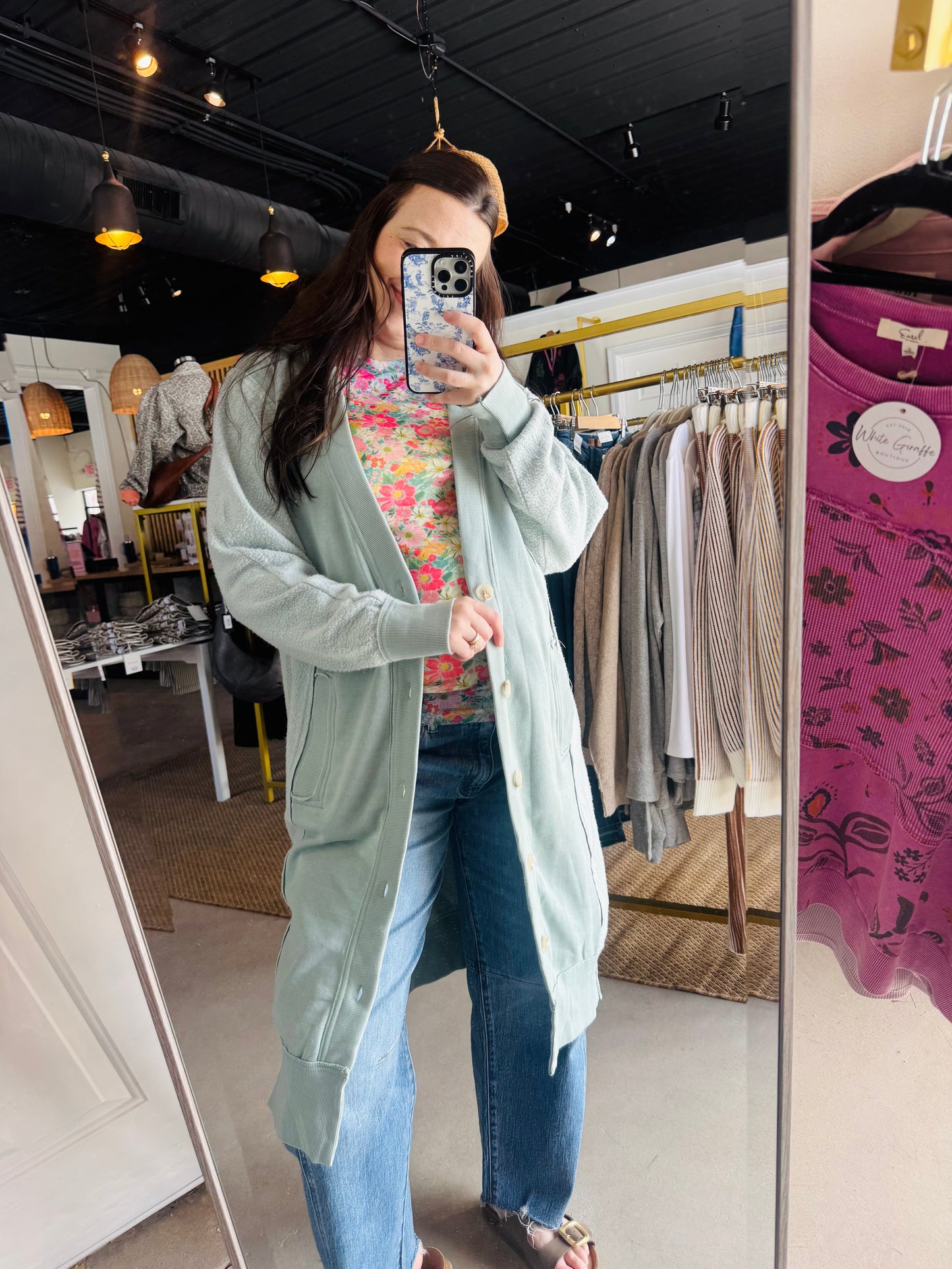 Sage Desi Sweatshirt Cardigan