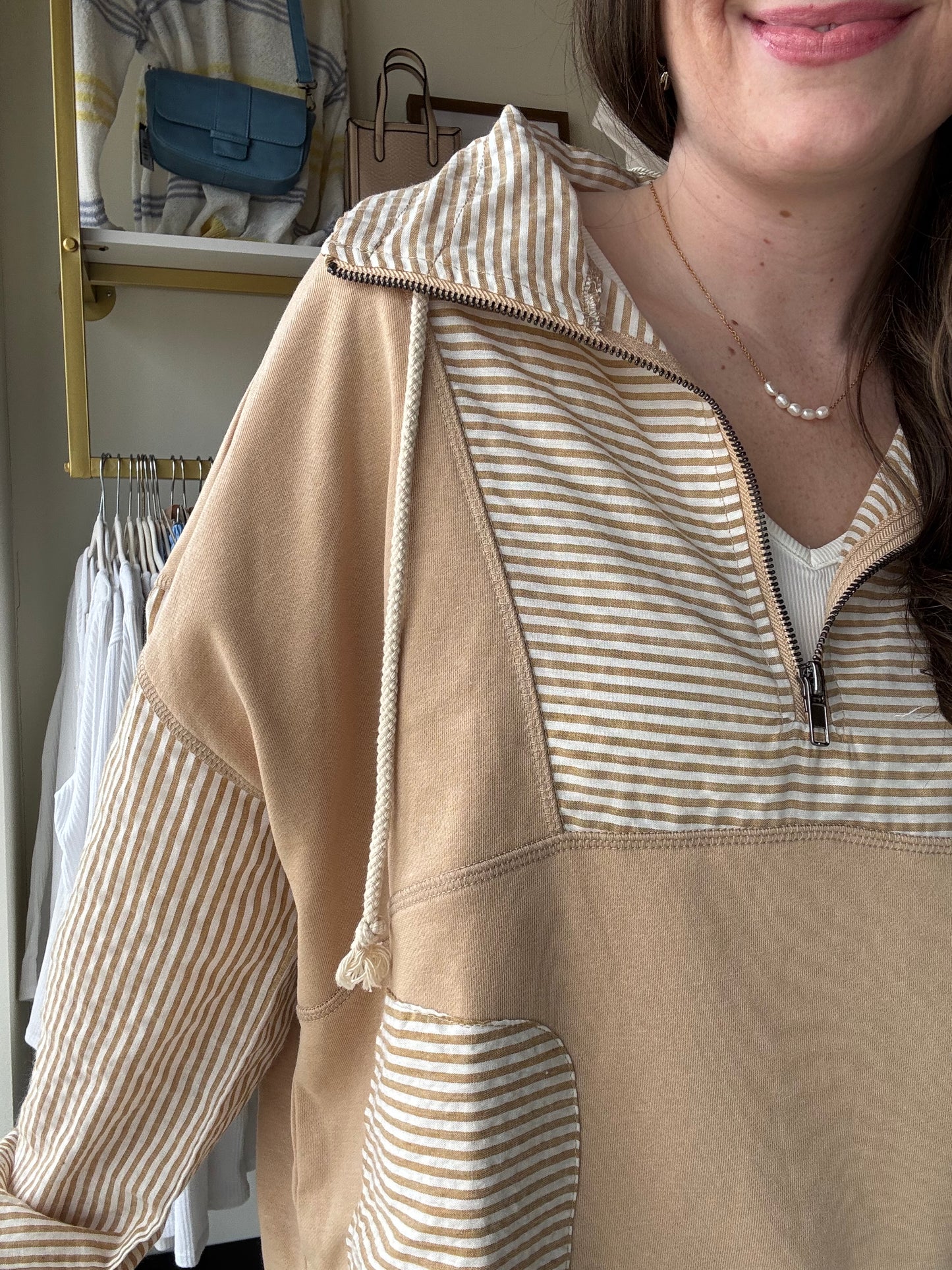 Camel Stripe Half Zip