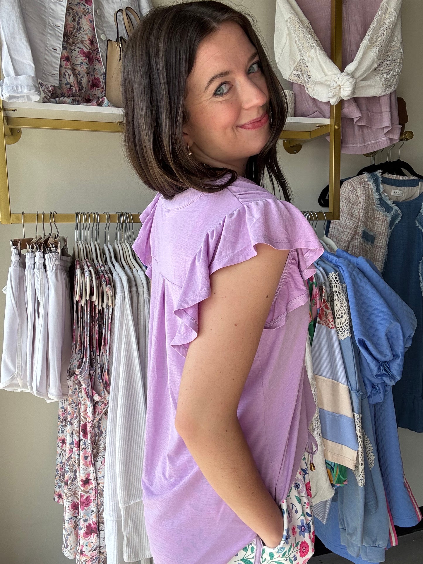 Lovely Lilac Flutter Top
