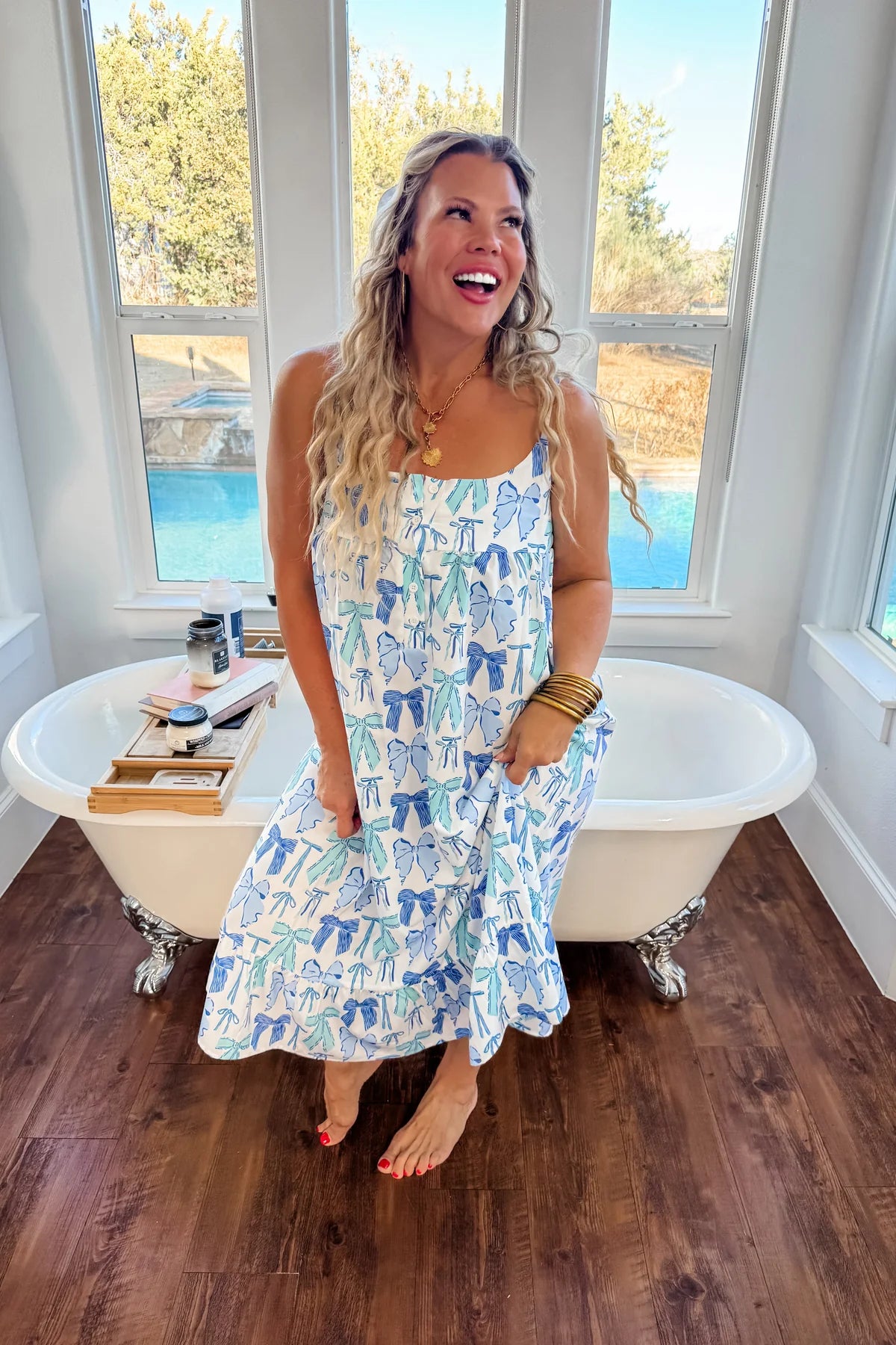 Blue Bows Caroline Night Dress