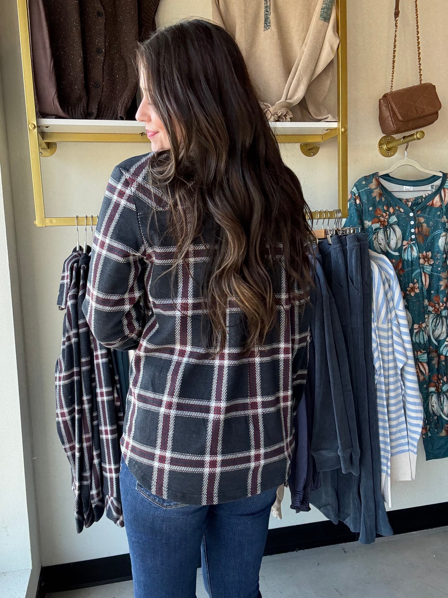Navy & Red Plaid Cassian Shirt