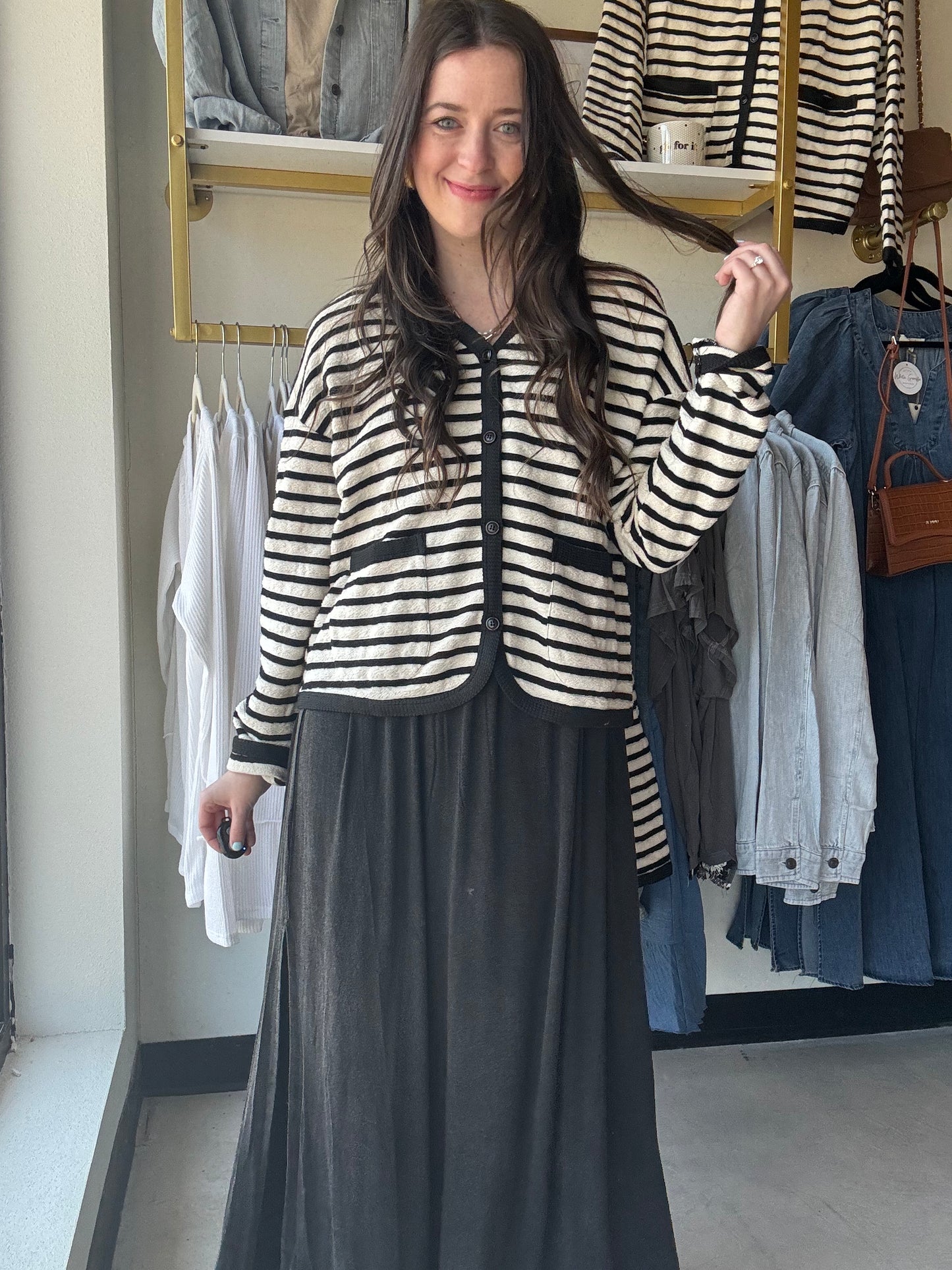 Black Knit Mix Maxi Dress