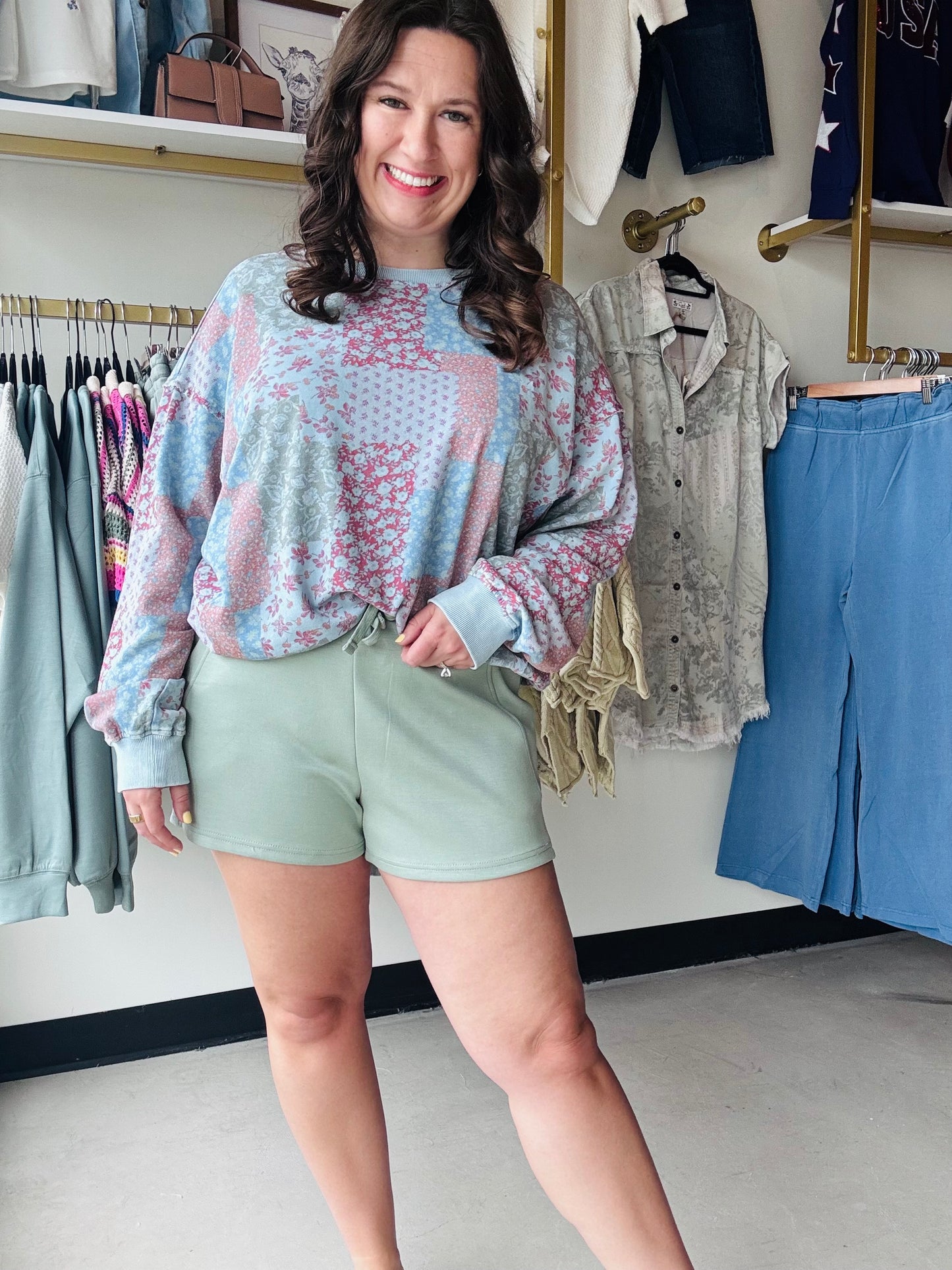 Peri Blue Patchwork Pullover