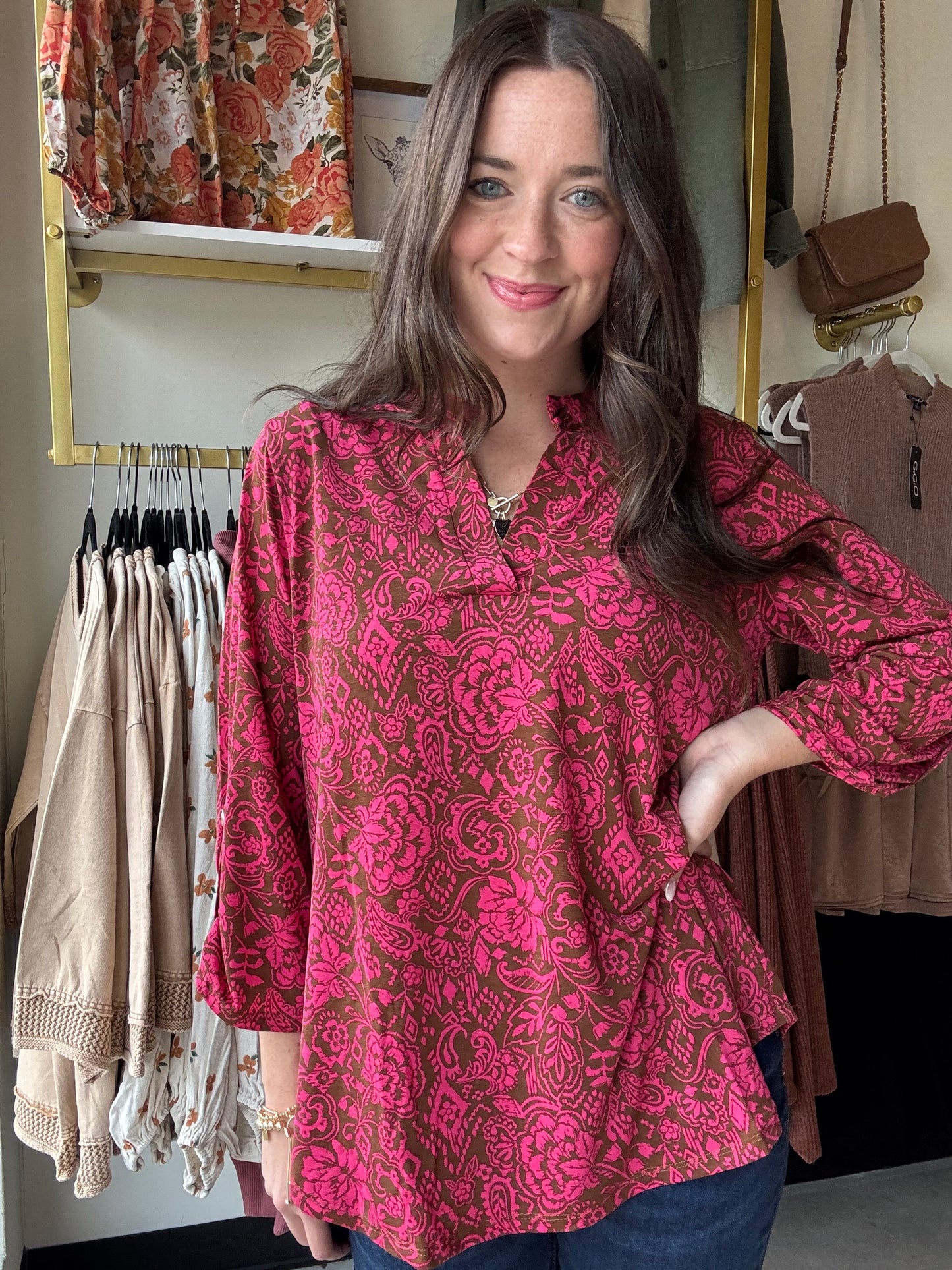 Mocha & Pink Lizzy Top