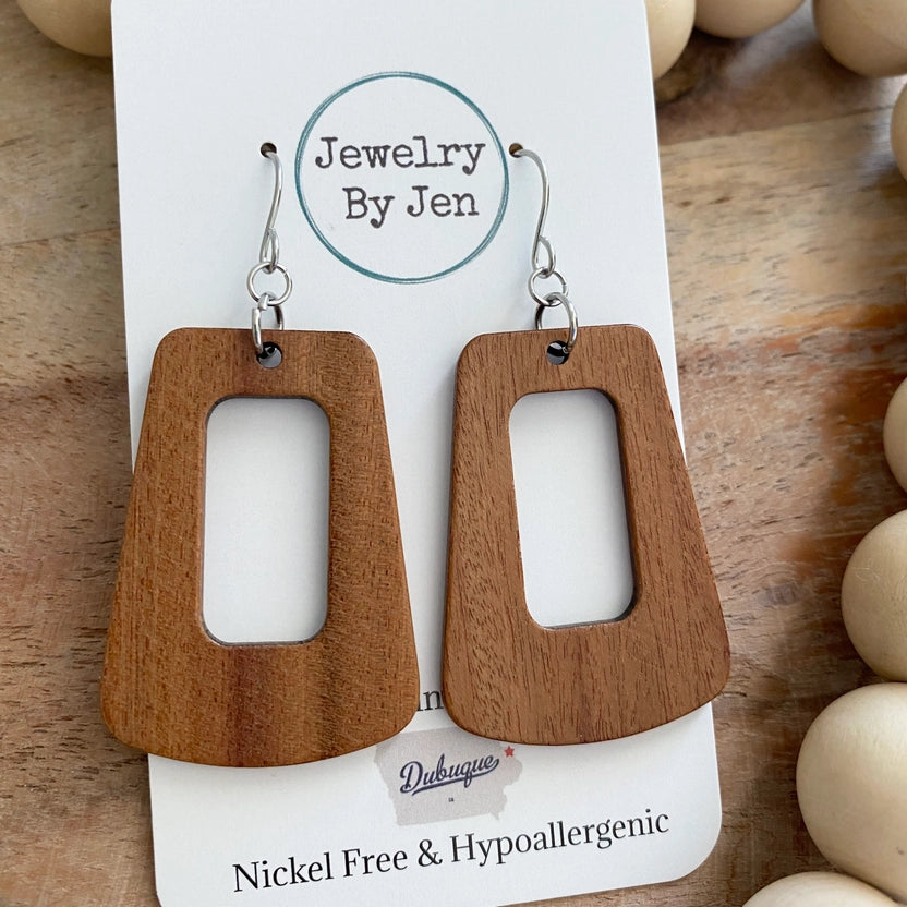 Wood Trapezoid Earrings
