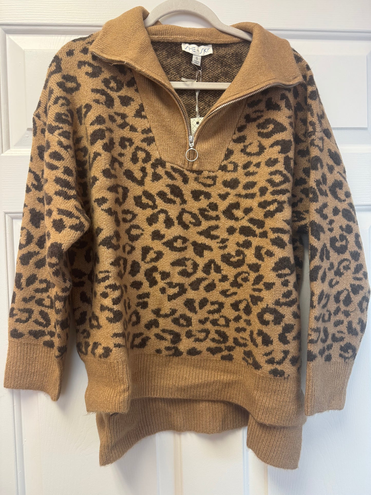 Leopard Half Zip Sweater