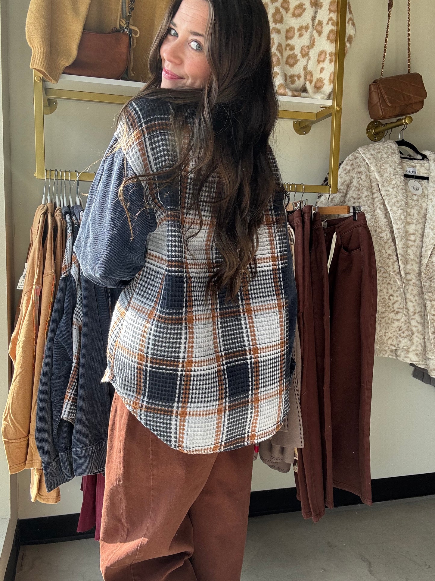 Waffle Plaid Mixed Shacket