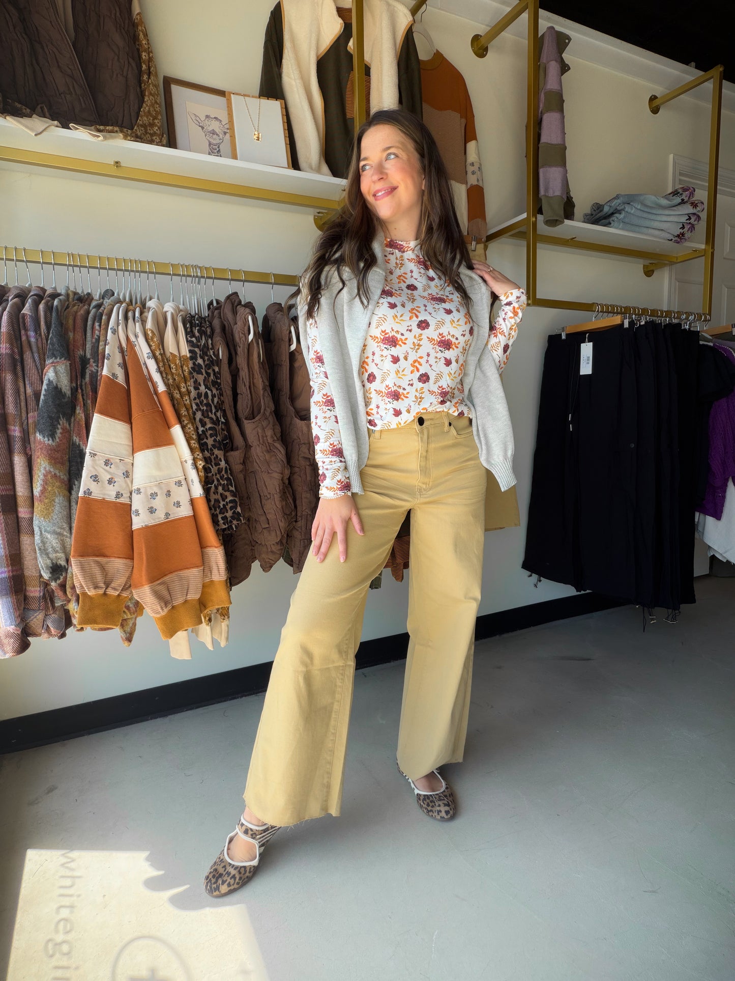 Latte Twill Wide Leg Pants
