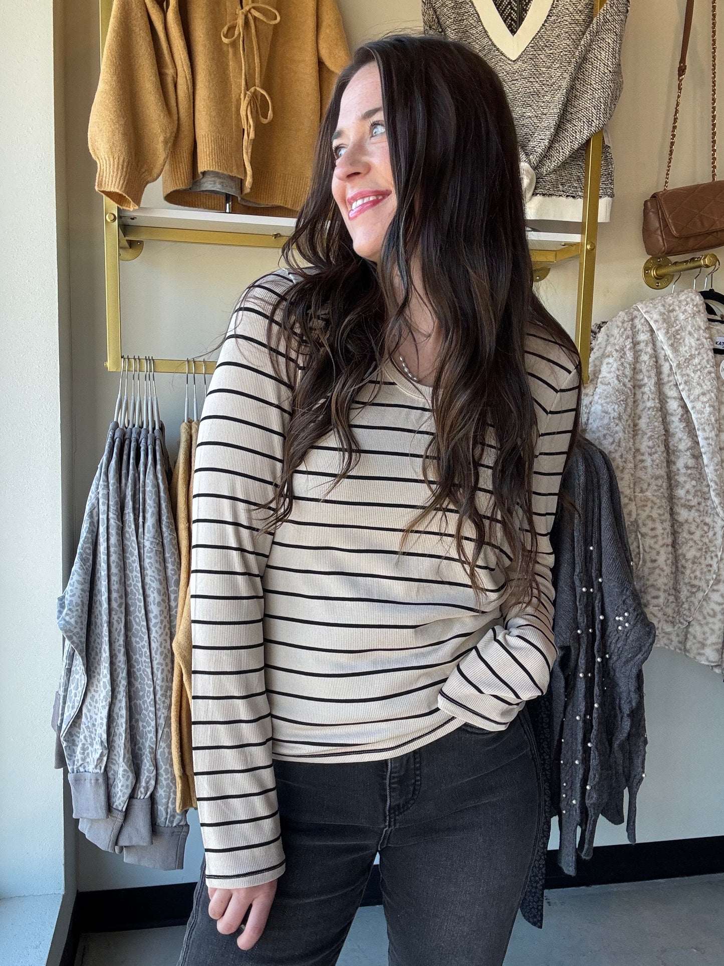 Birch Black Stripe Lauren Top