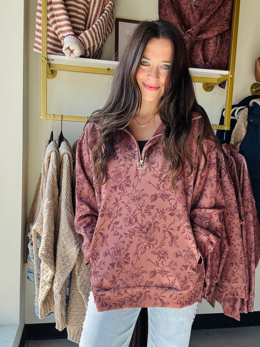 Rosewood Bloom Brown Pullover
