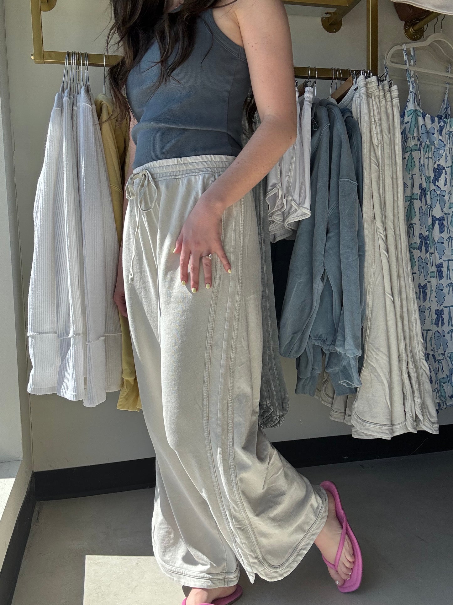 Ecru Terry Knit Pants
