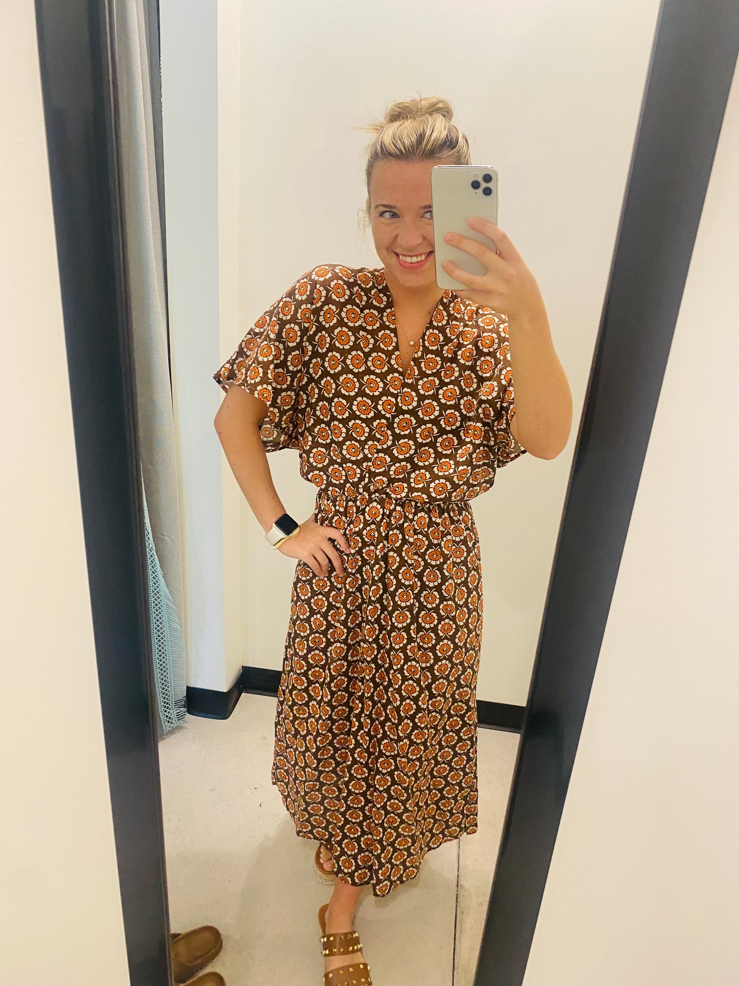 Geographic Printed Midi Dress