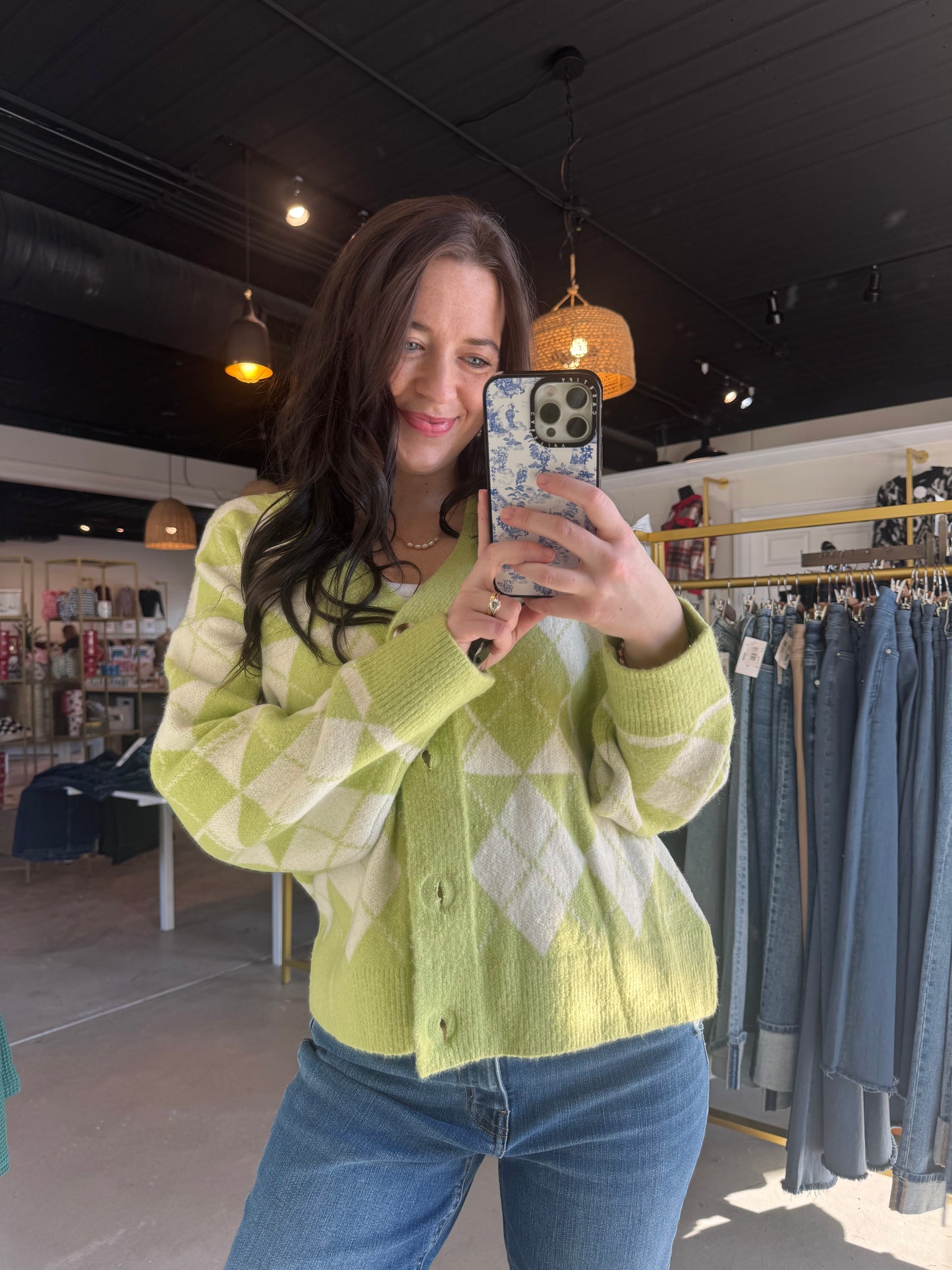 Pistachio Argyle Sweater