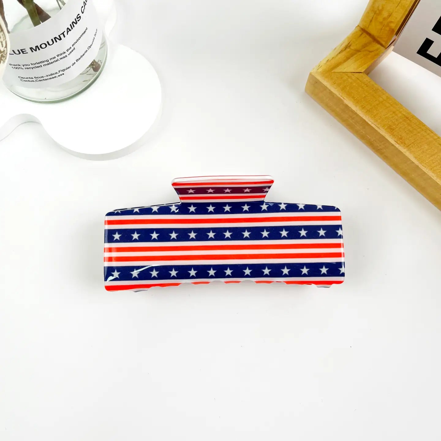 Independence Day Us Patriotic Star Pattern Square Hair Clip