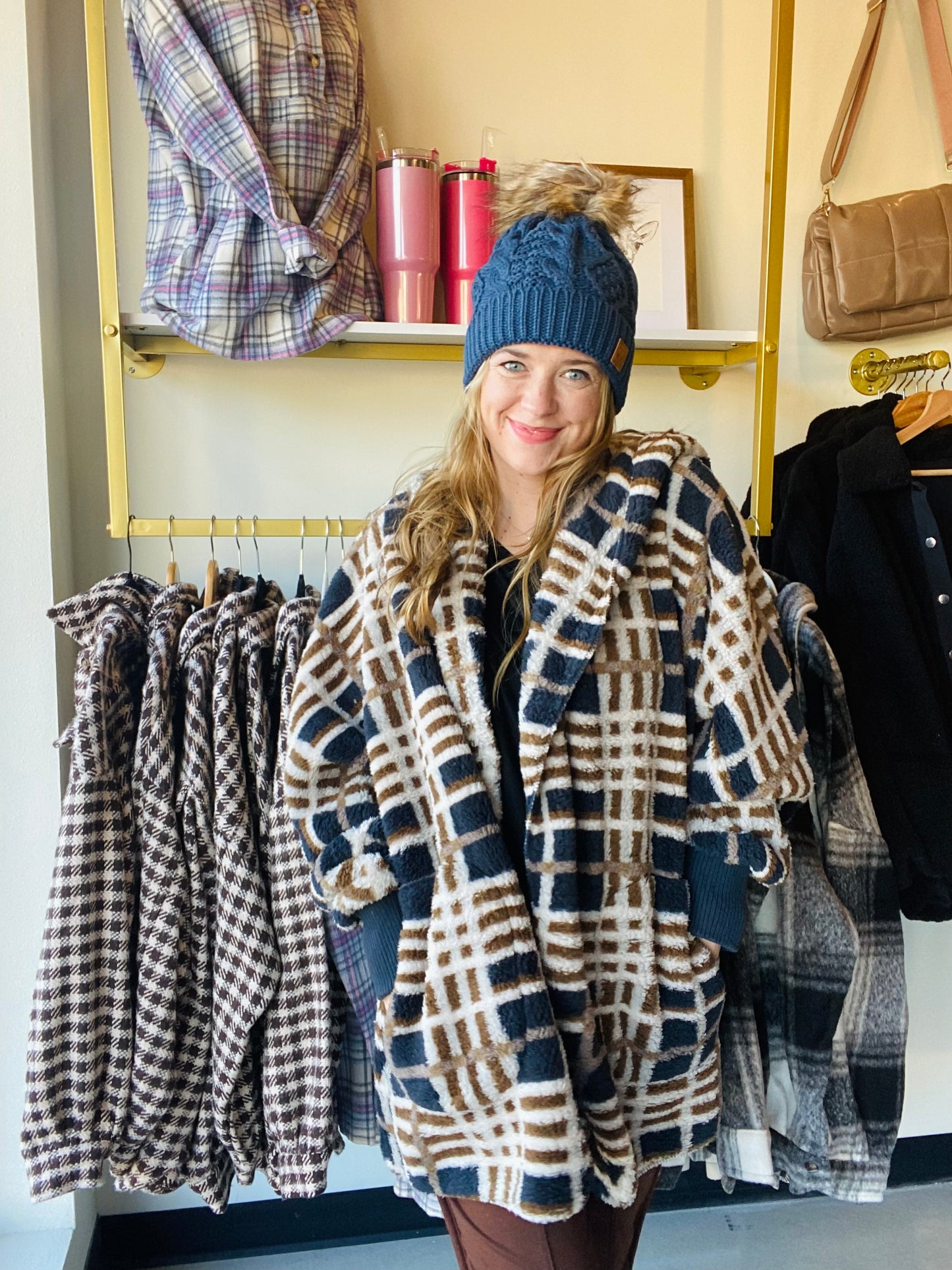 Navy Mix Checkered Hoodie