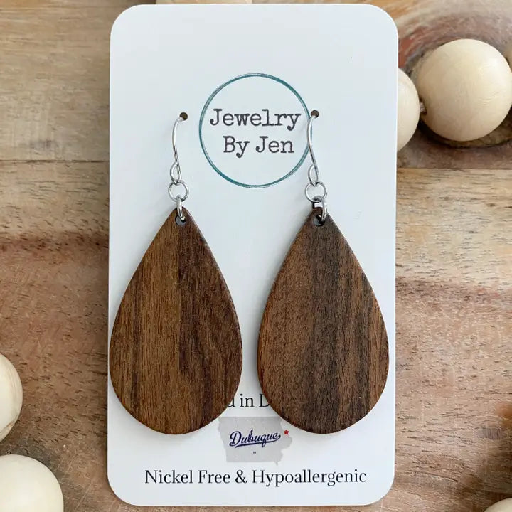 Wood Teardrop Earrings