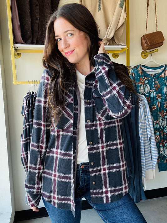 Navy & Red Plaid Cassian Shirt