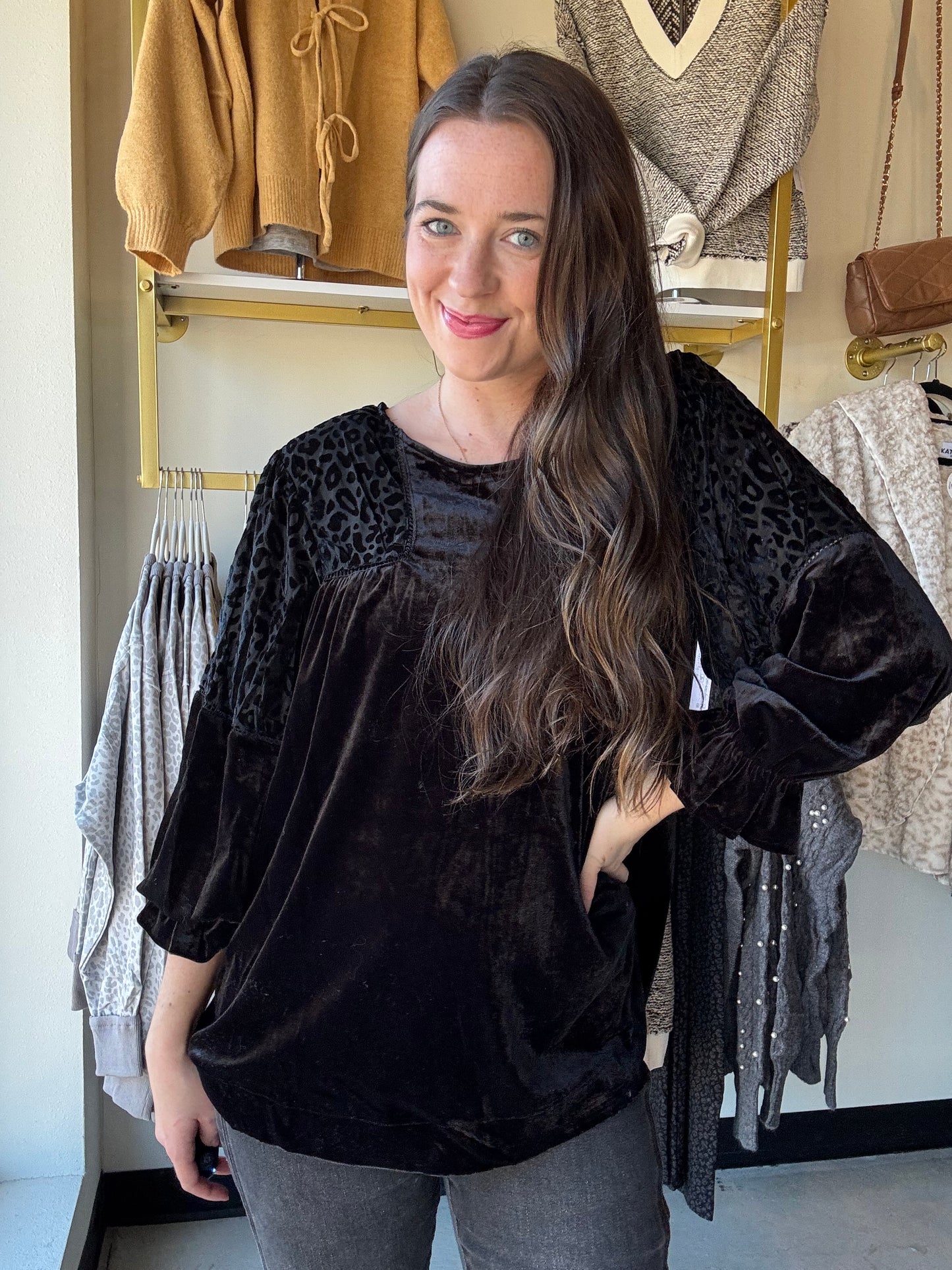 Black Velvet Burnout Top