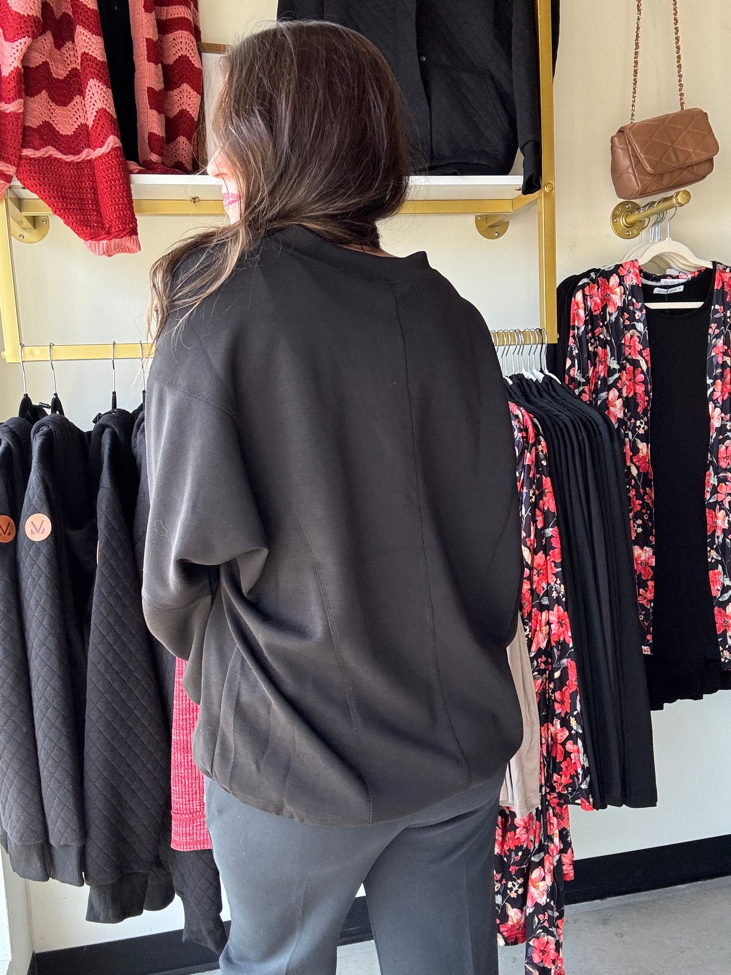 V Neck Raglan Sleeve Pullover