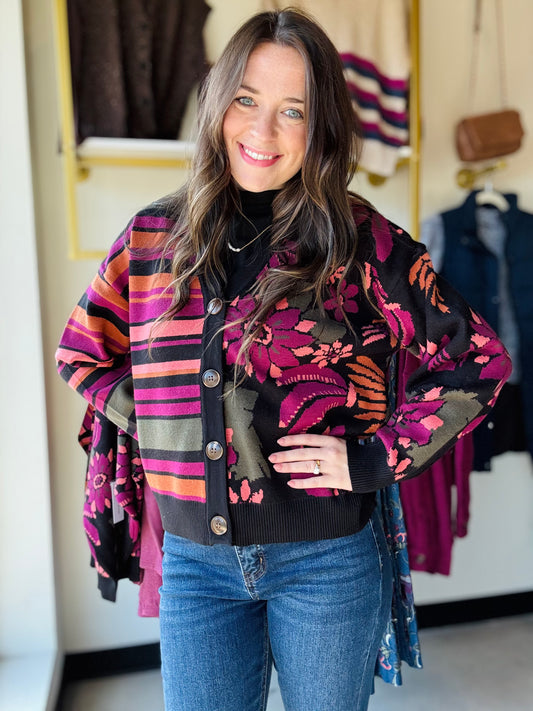 Double Knit Combo Print Cardi