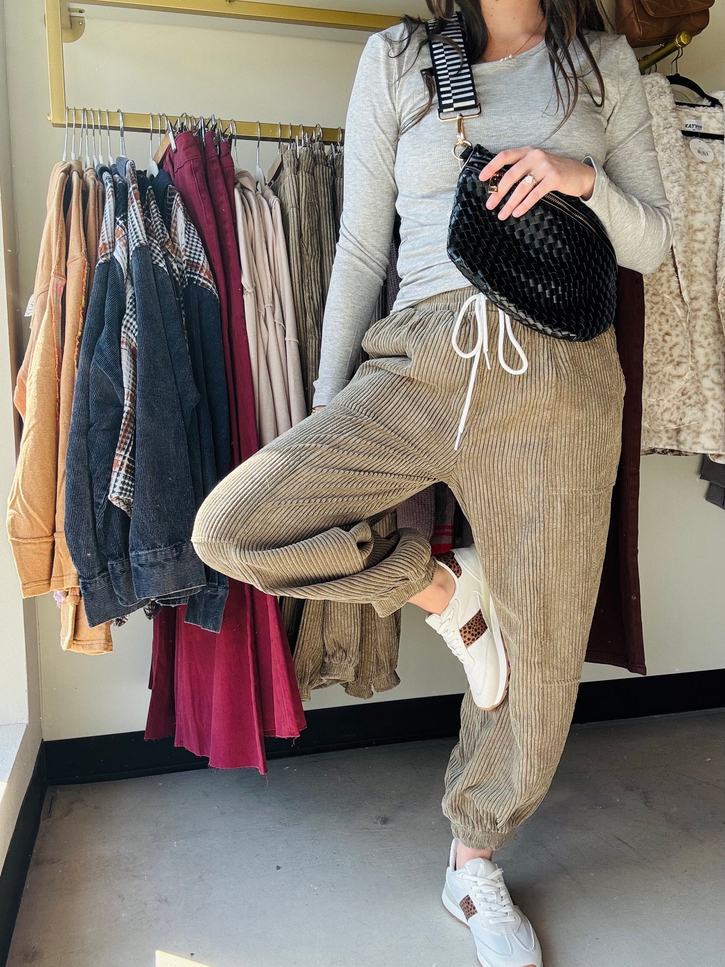 Olive Corduroy Joggers