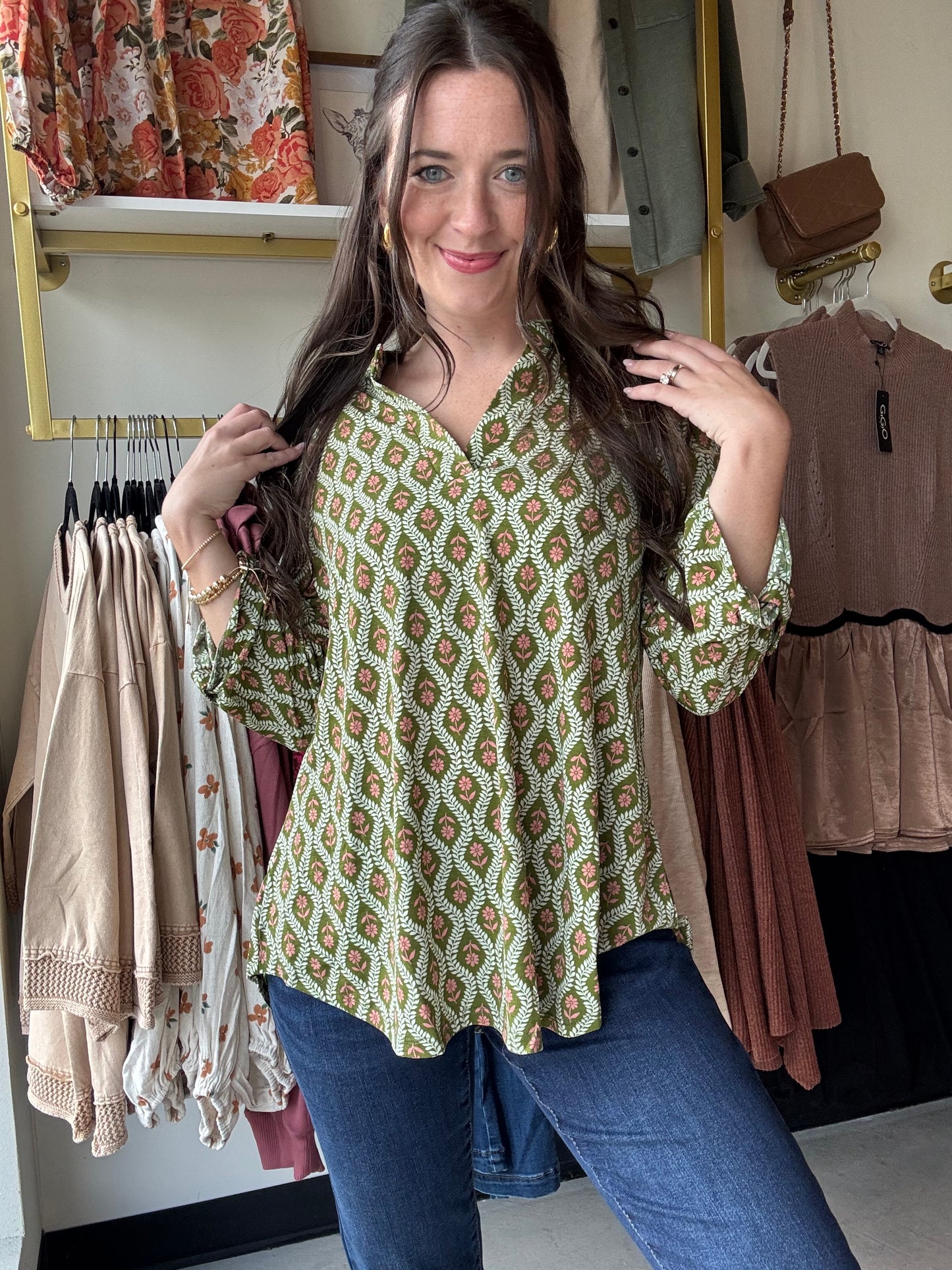 Pink Flower Motif Lizzy Top