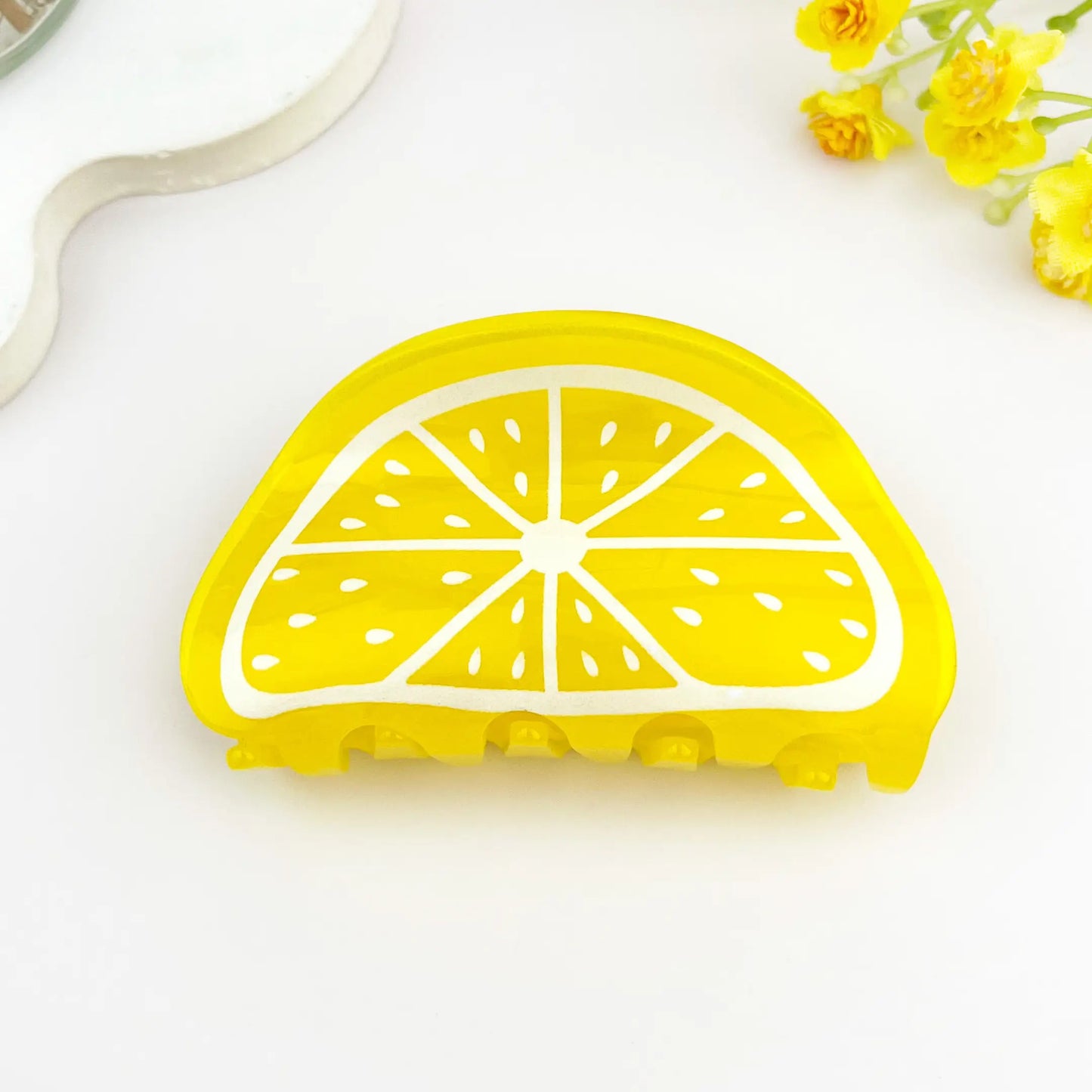 Vibrant Yellow Lemon Fruit Hair Claw Clip