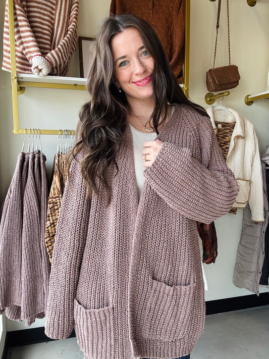 Brown Chunky Knit Cardigan