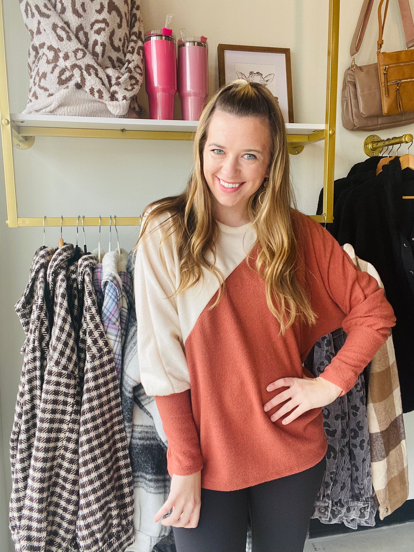 Rust and Ivory Contrast Top