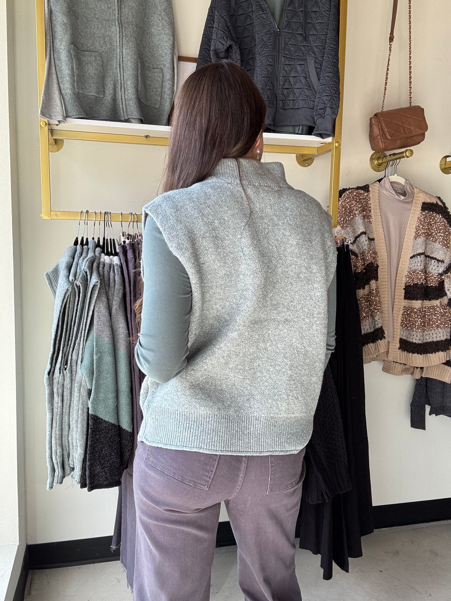 Light Jade Zip Up Vest