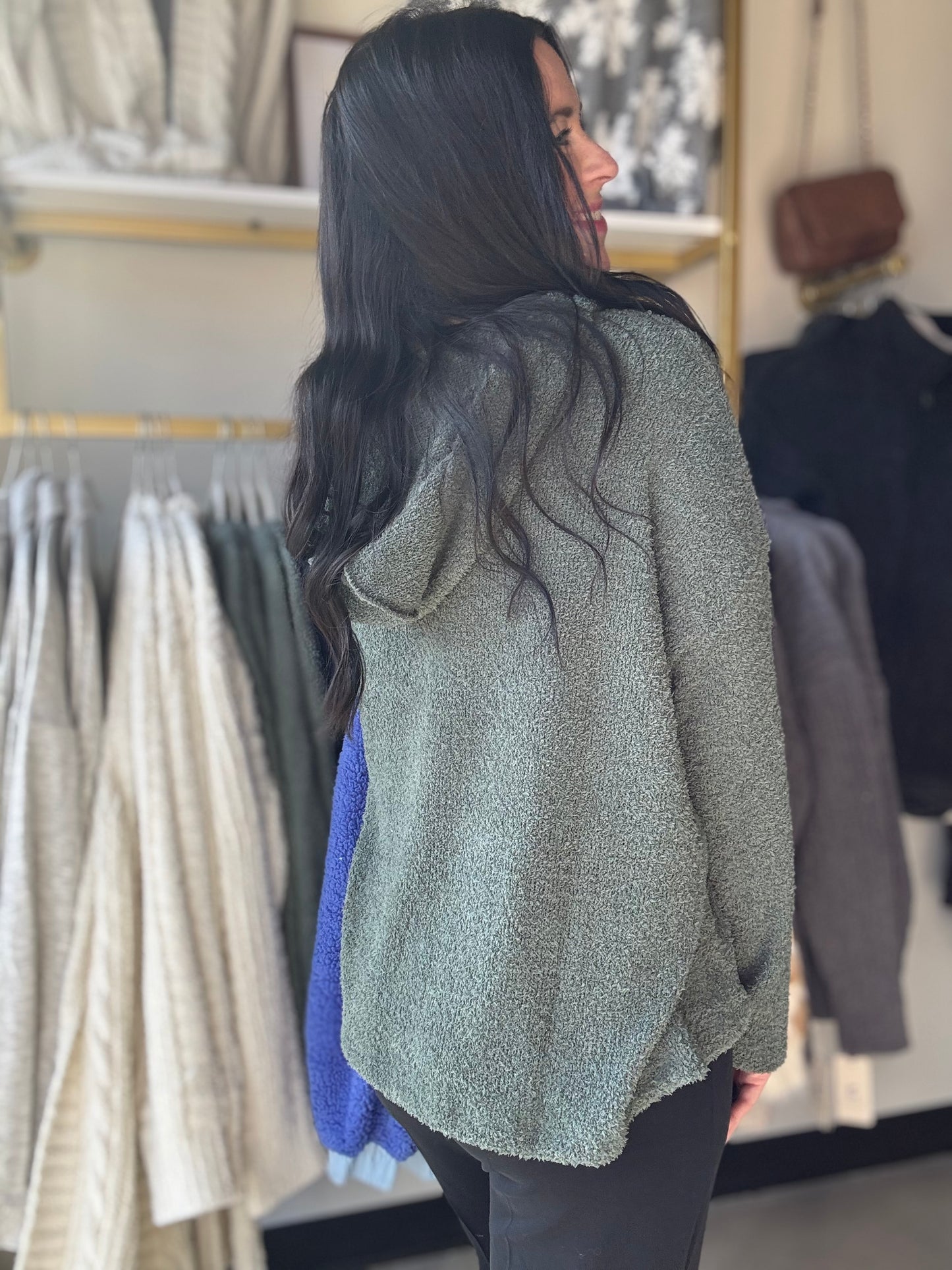 Basil V Neck Cozy Hoodie