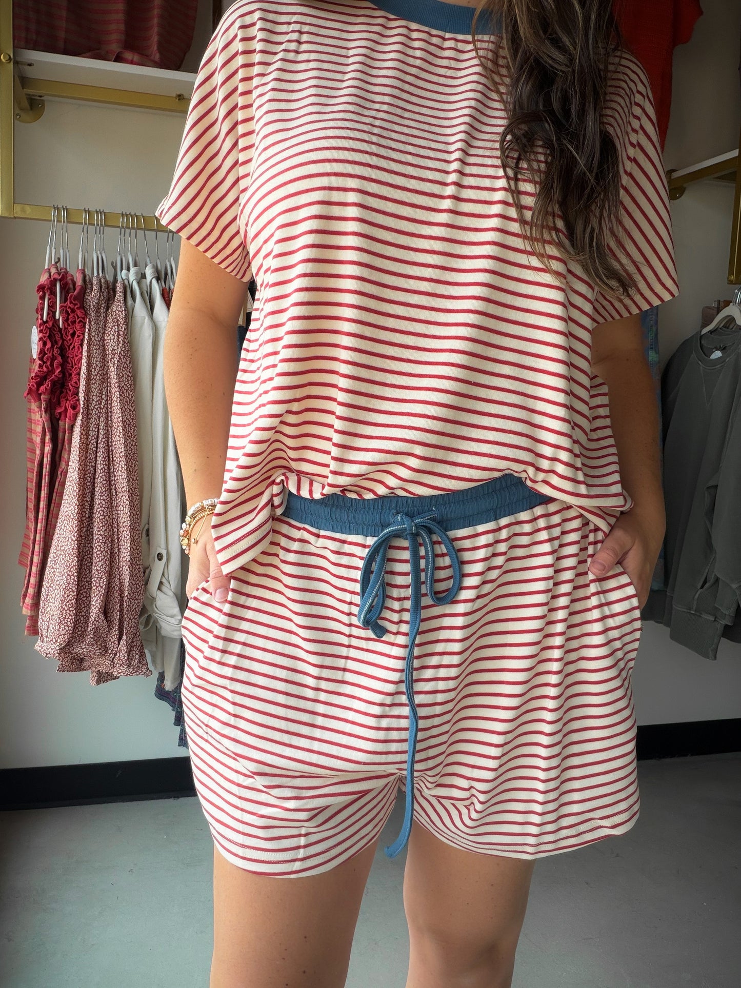 Striped Brick & Dusty Blue Set