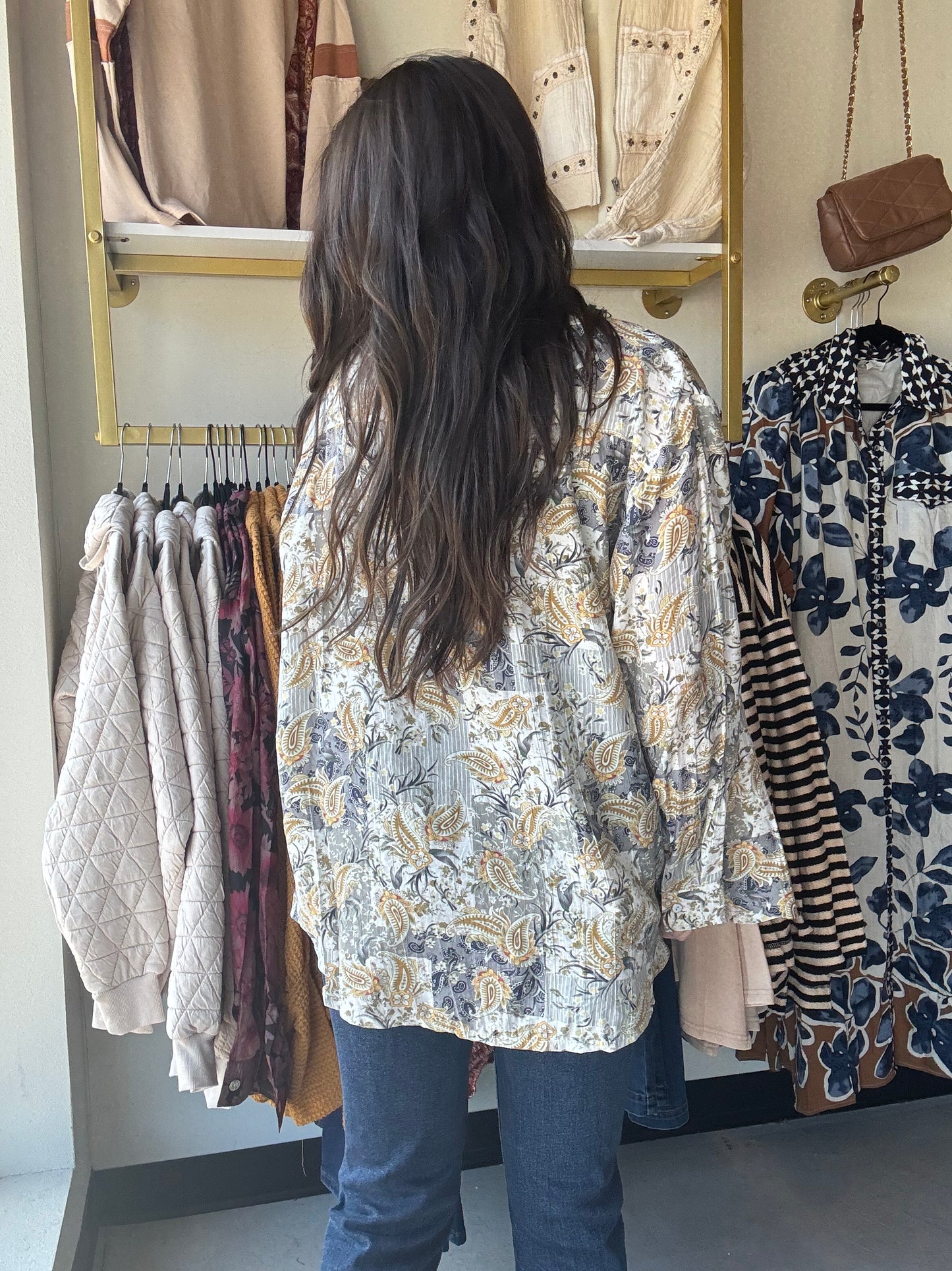Grey Multi Pattern Button Up