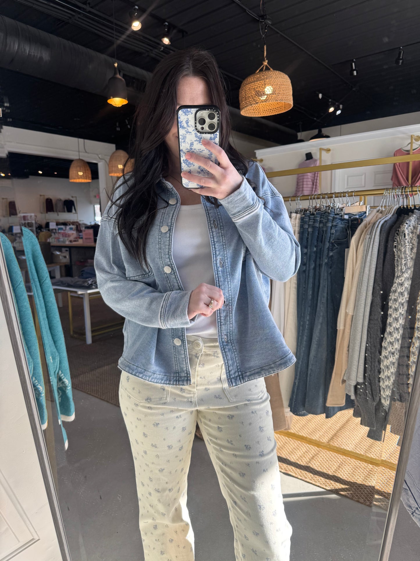 Light Denim Garment Dyed Shacket