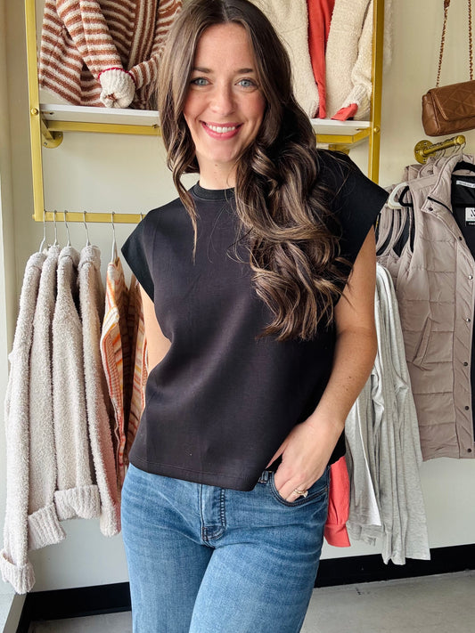 Black Cap Sleeve Pullover