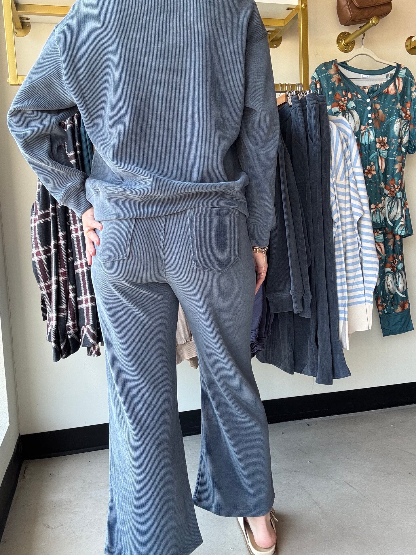 Denim Corduroy Cropped Pants