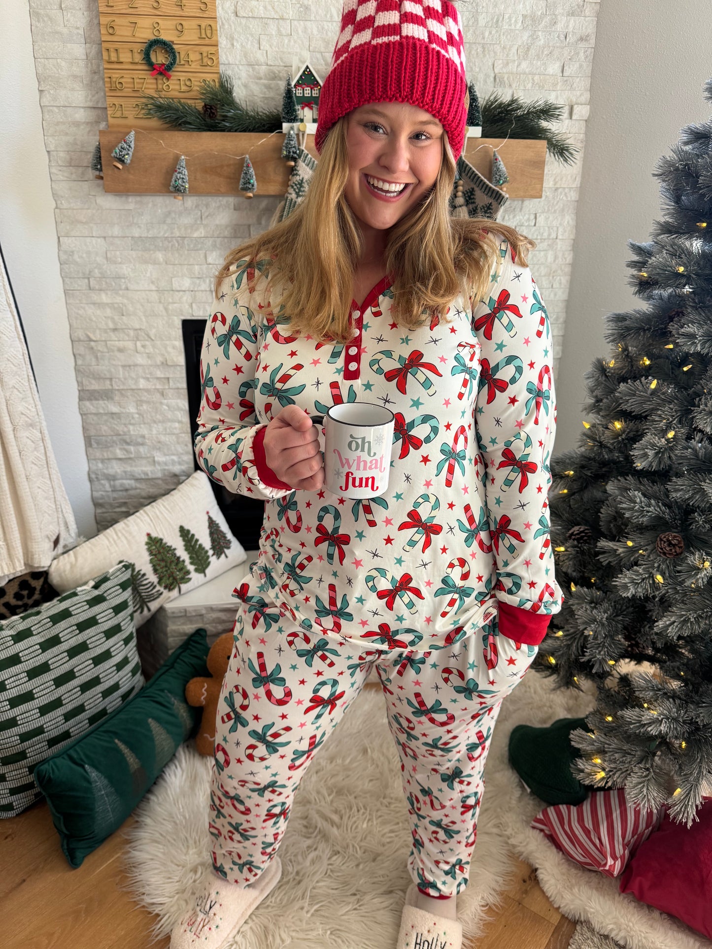 Candy Cane Bows PJ Set