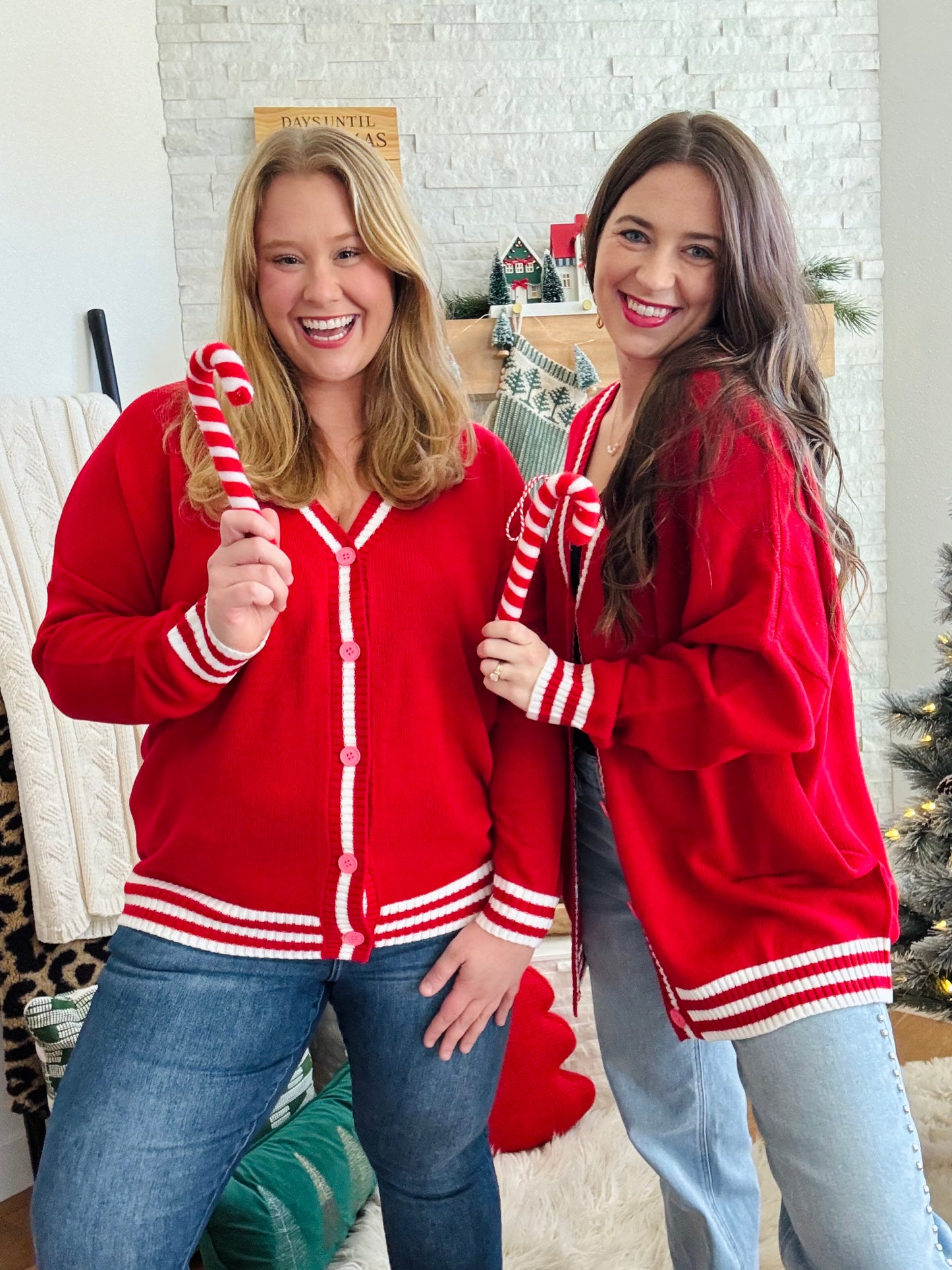 Red Candy Cane Relaxed Cardigan