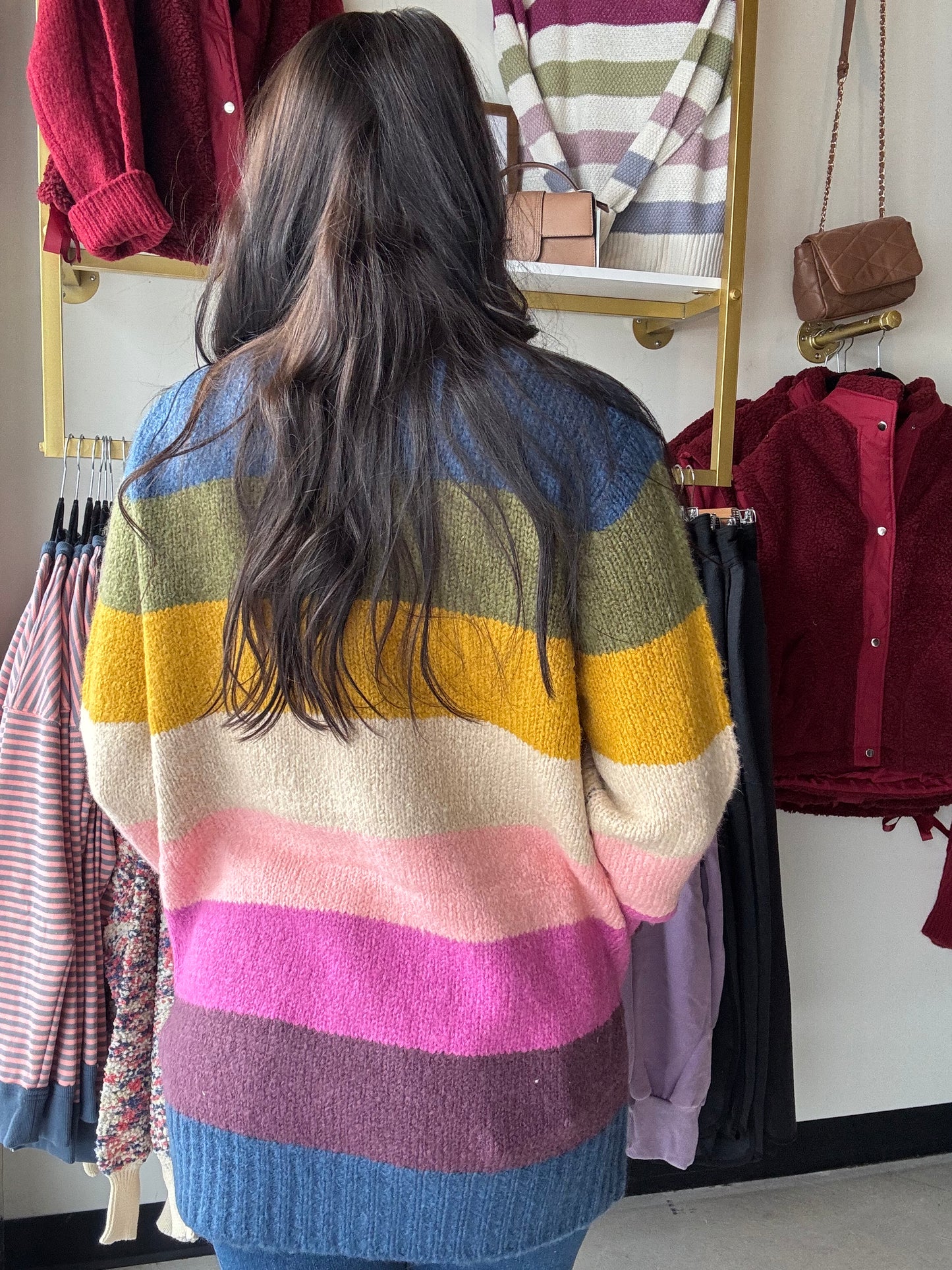 Navy Multi Stripe Cardigan