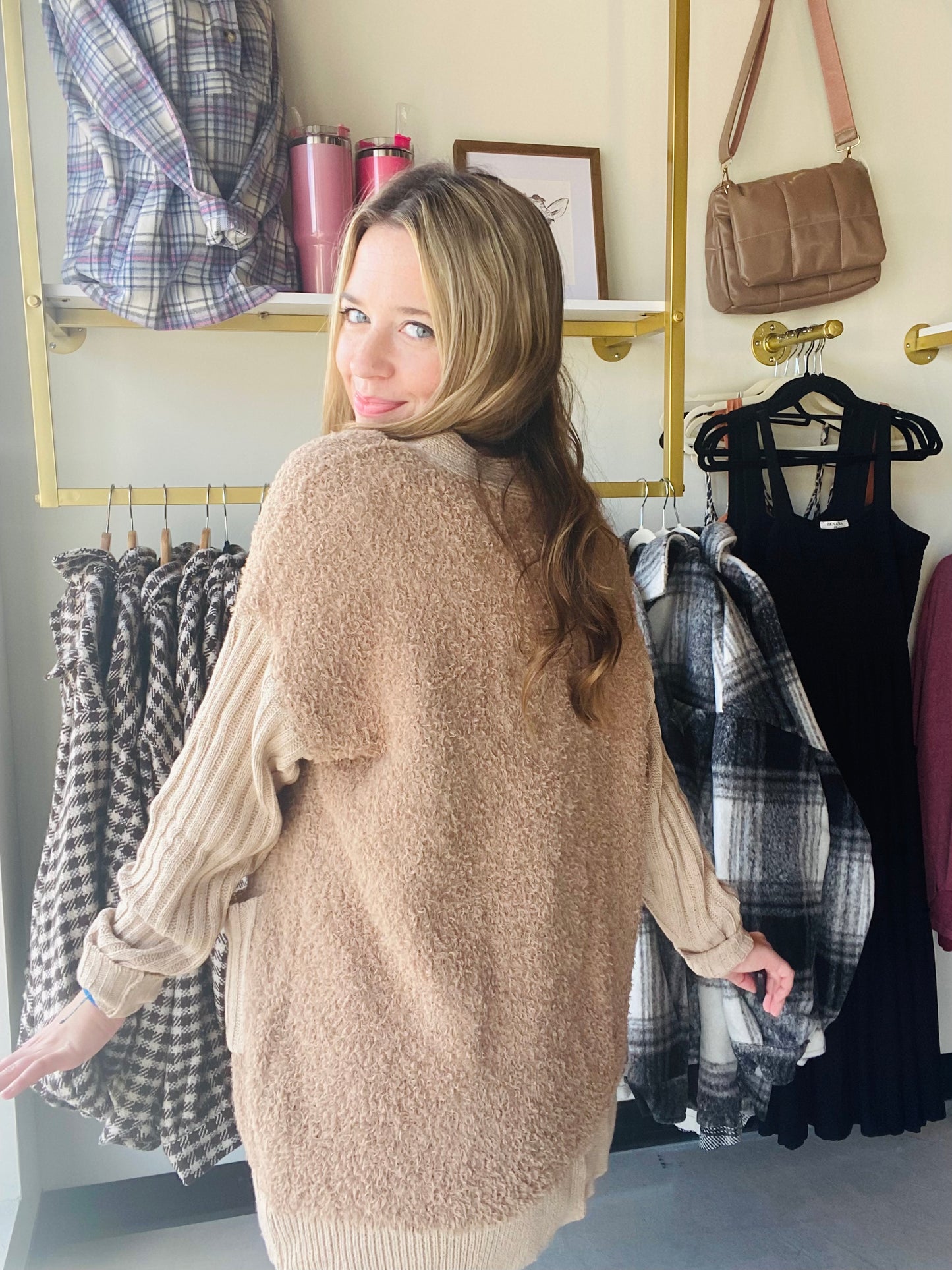 Mocha Sherpa Accent Cardi