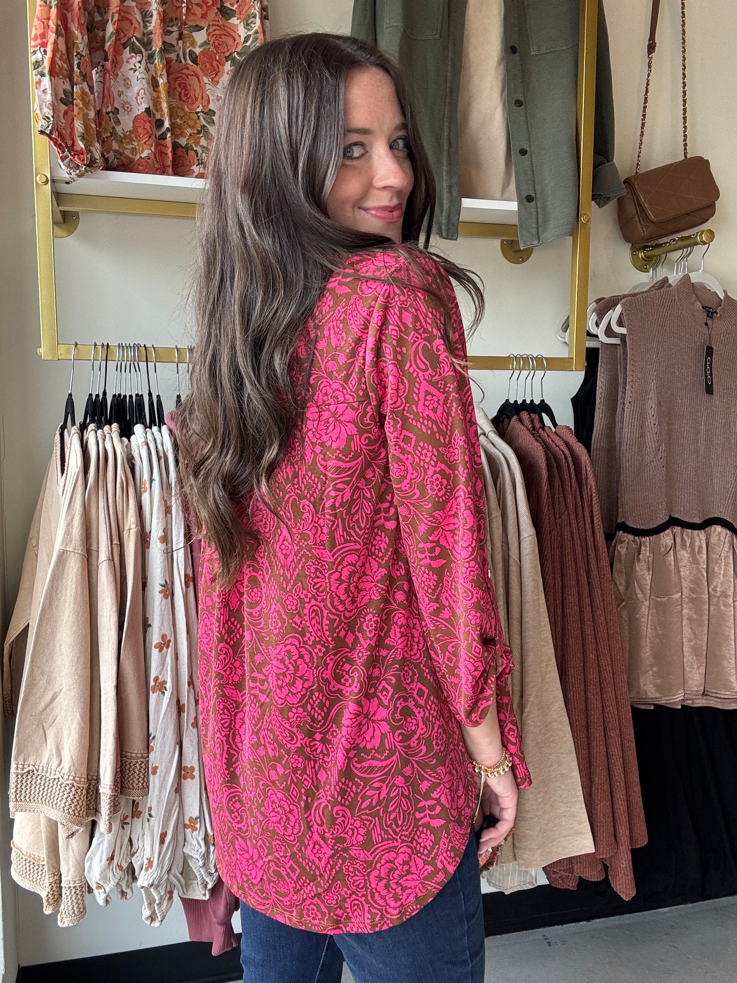 Mocha & Pink Lizzy Top