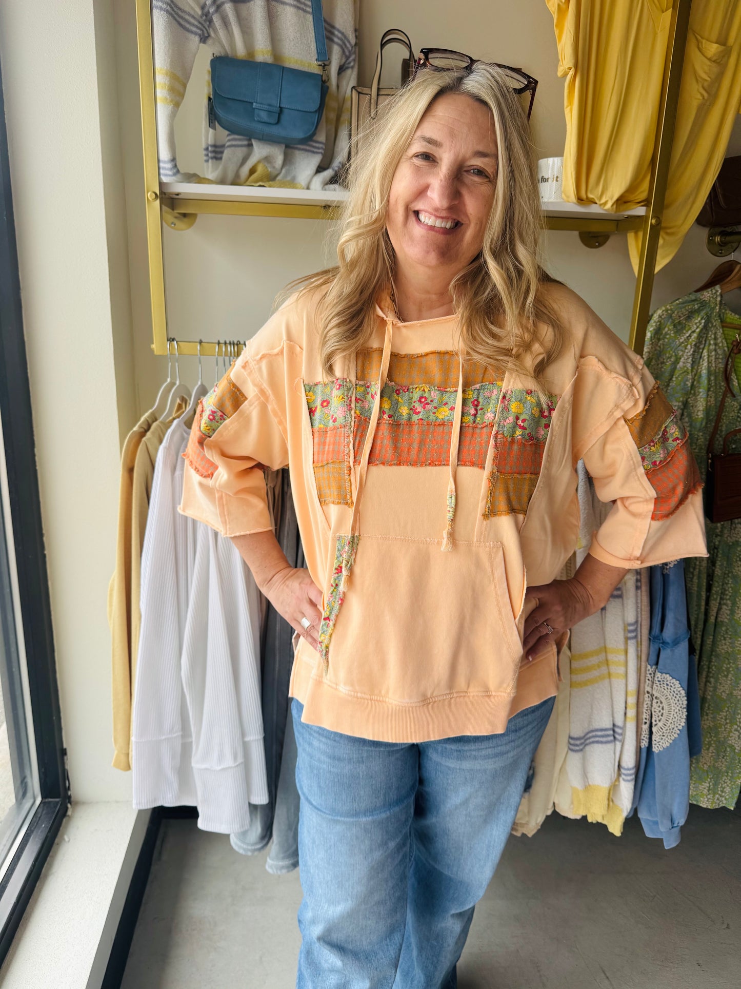 Cantaloupe Print 3/4 Sleeve Hoodie
