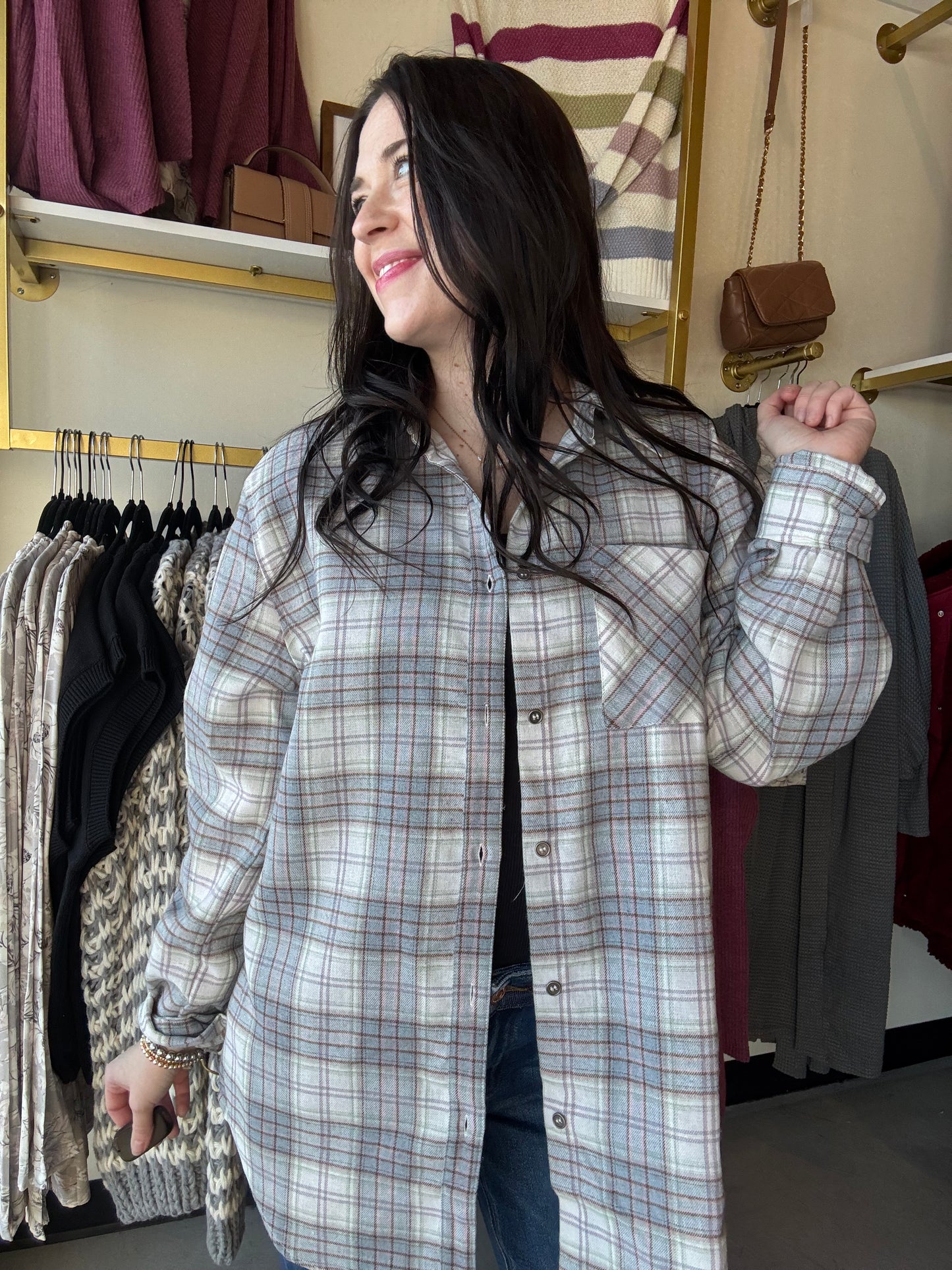 Slate Blue Plaid Button Down